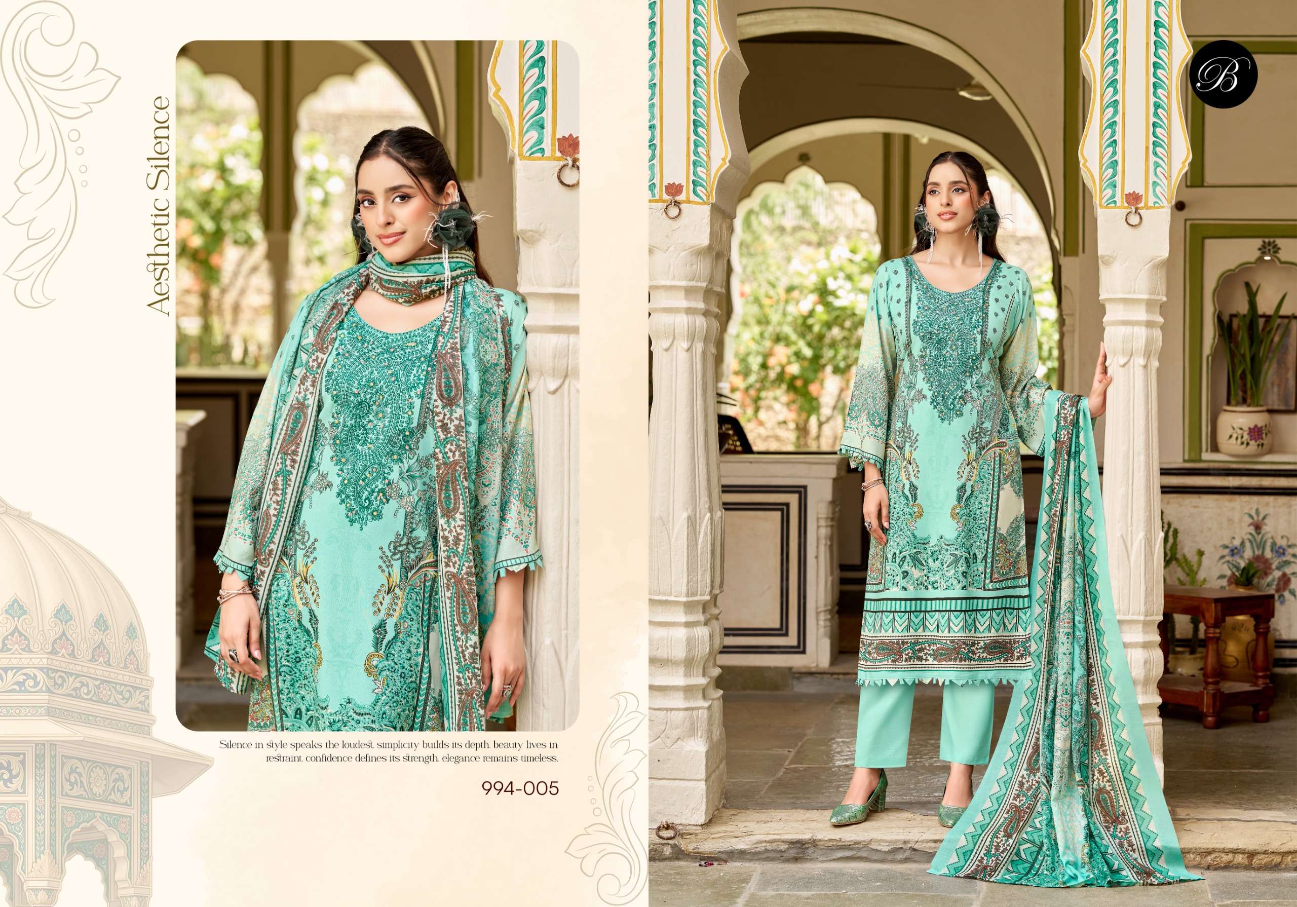 BELLIZA DESIGNER STUDIO RIWAYAT VOL 19 VISCOSE DIGITAL PRINT WITH FANCY WORK SUIT
