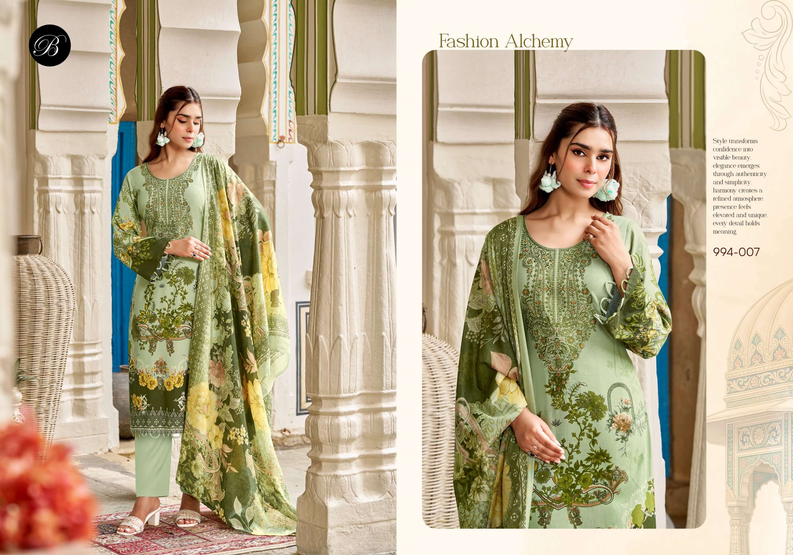 BELLIZA DESIGNER STUDIO RIWAYAT VOL 19 VISCOSE DIGITAL PRINT WITH FANCY WORK SUIT