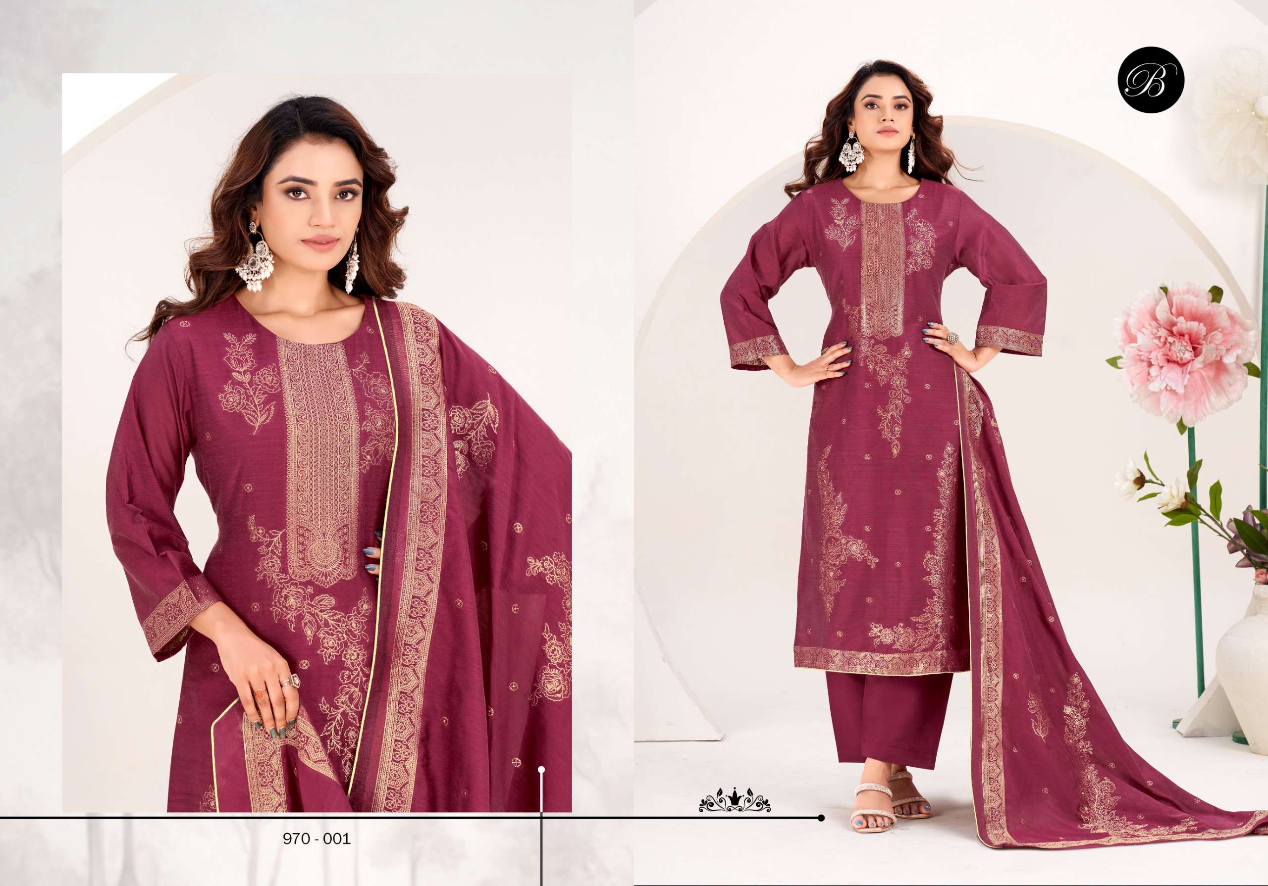 BELLIZA DESIGNER STUDIO ZAHIDA COTTON JACQUARD DESIGNER WORK SUIT