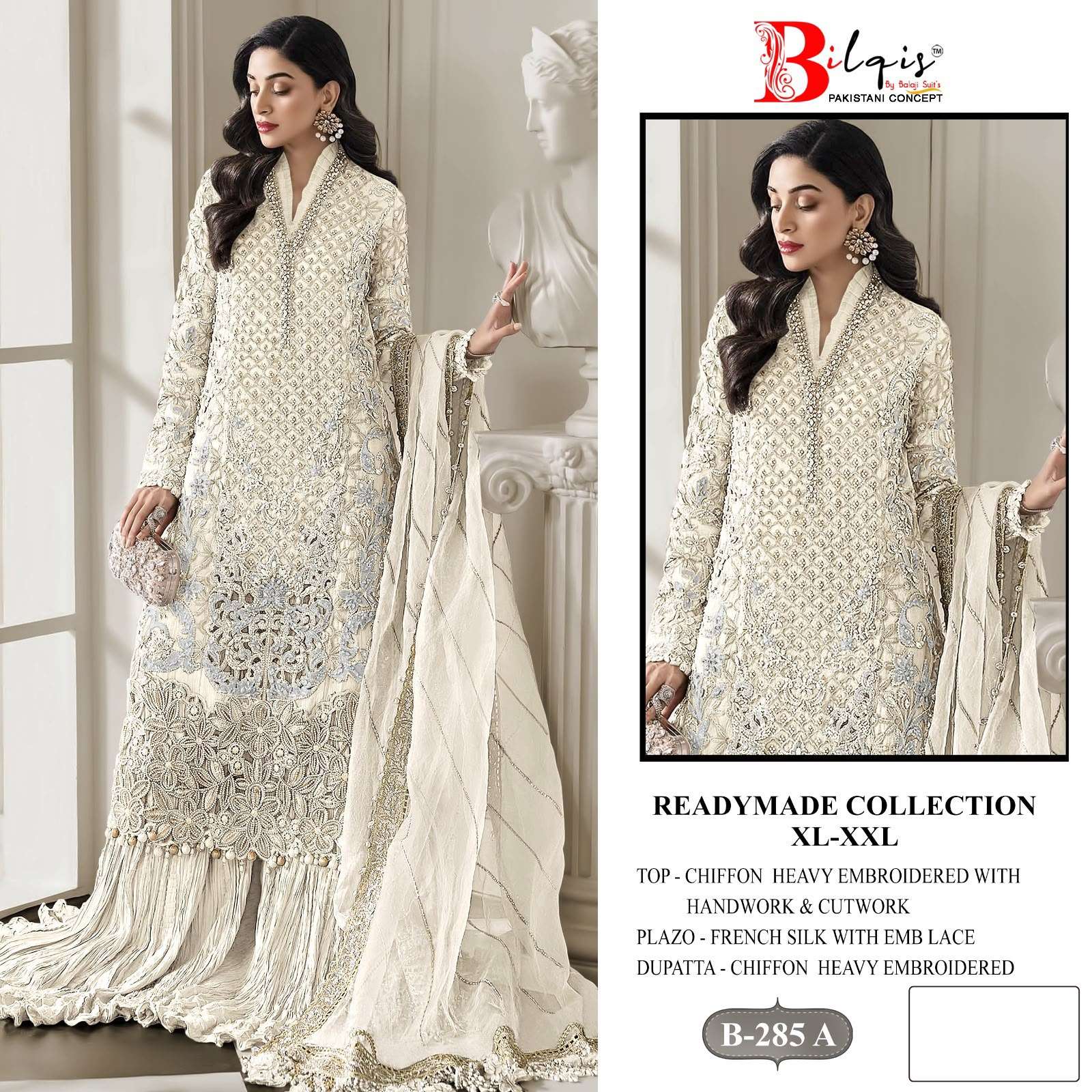 BILQIS B 285 CHIFFON HEAVY EMBROIDERED DESIGNER READY MADE PAKISTANI SUIT