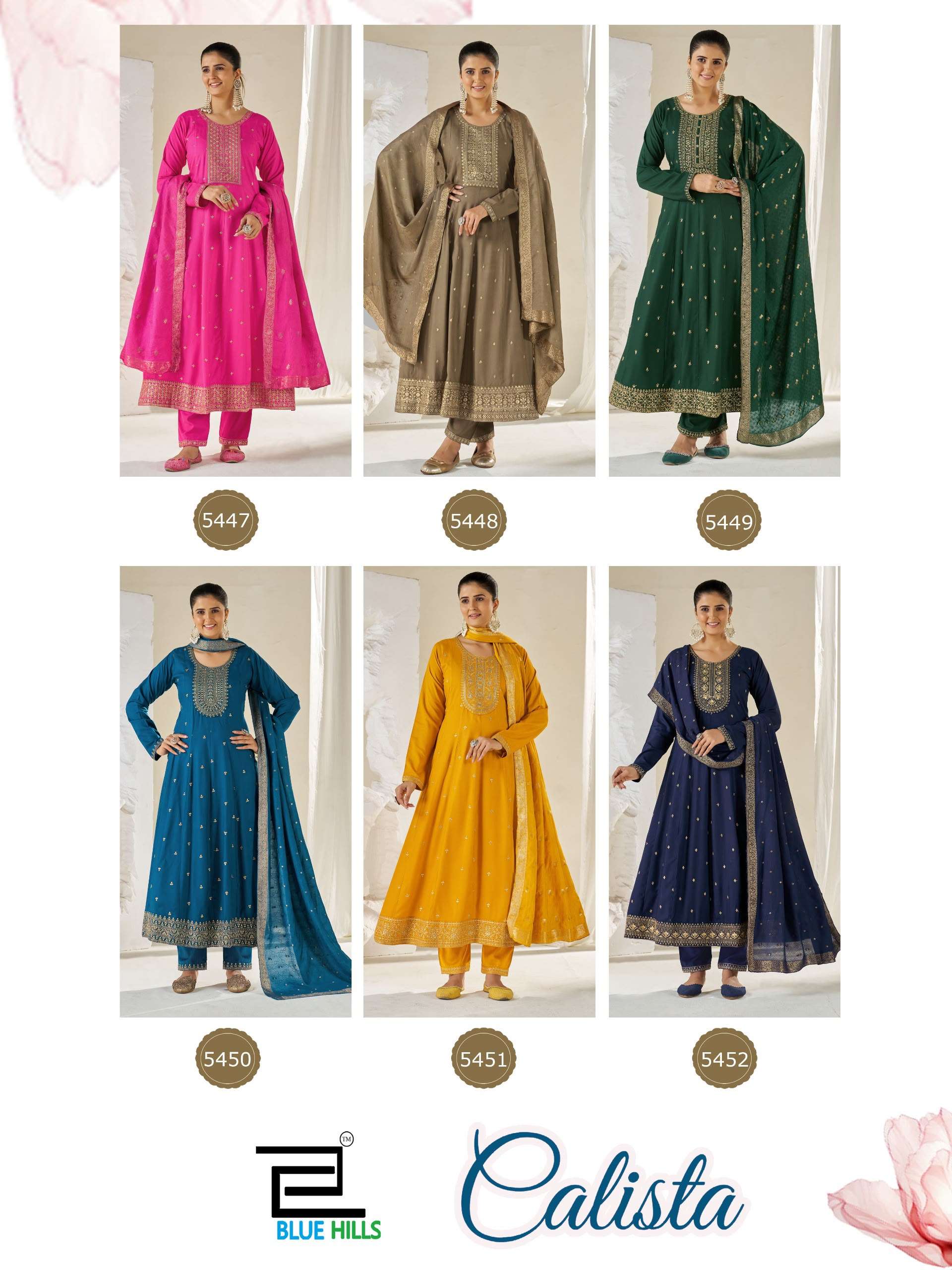 BLUE HILLS CALISTA RAYON FANCY EMBROIDERY DESIGNER WORK READY MADE ANARKALI STYLE SUIT