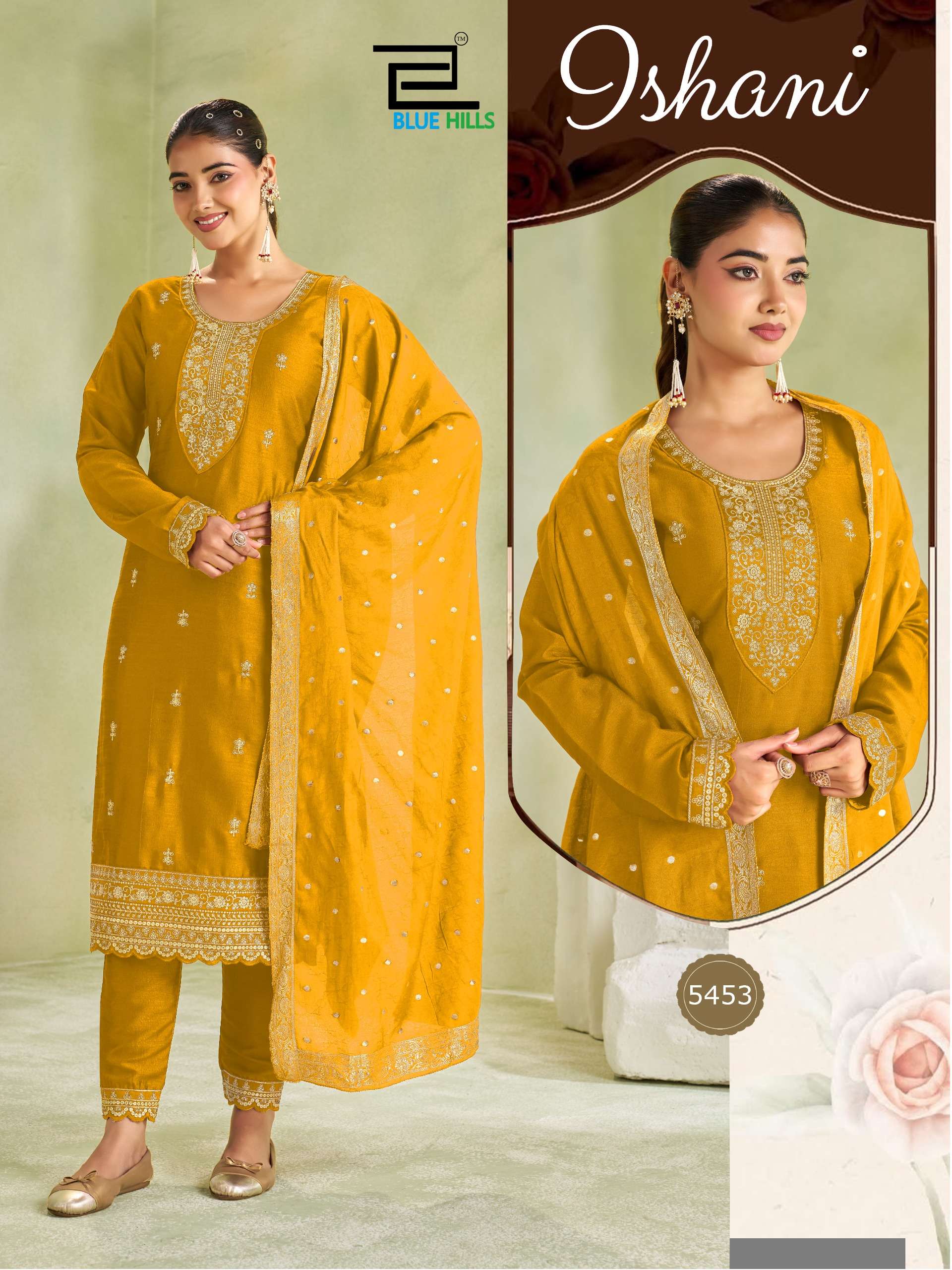 BLUE HILLS ISHANI VICHITRA SILK EMBROIDERY WORK KURTI BOTTOM AND DUPATTA SET 