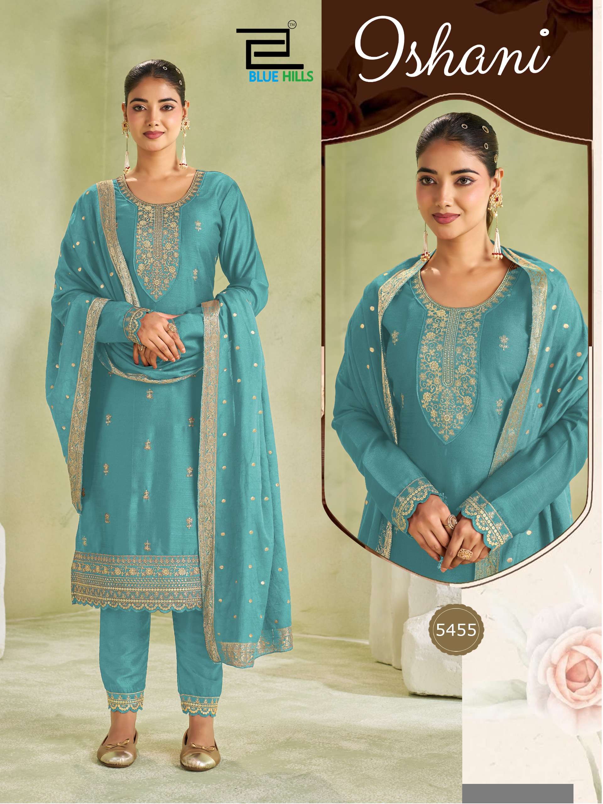 BLUE HILLS ISHANI VICHITRA SILK EMBROIDERY WORK KURTI BOTTOM AND DUPATTA SET 