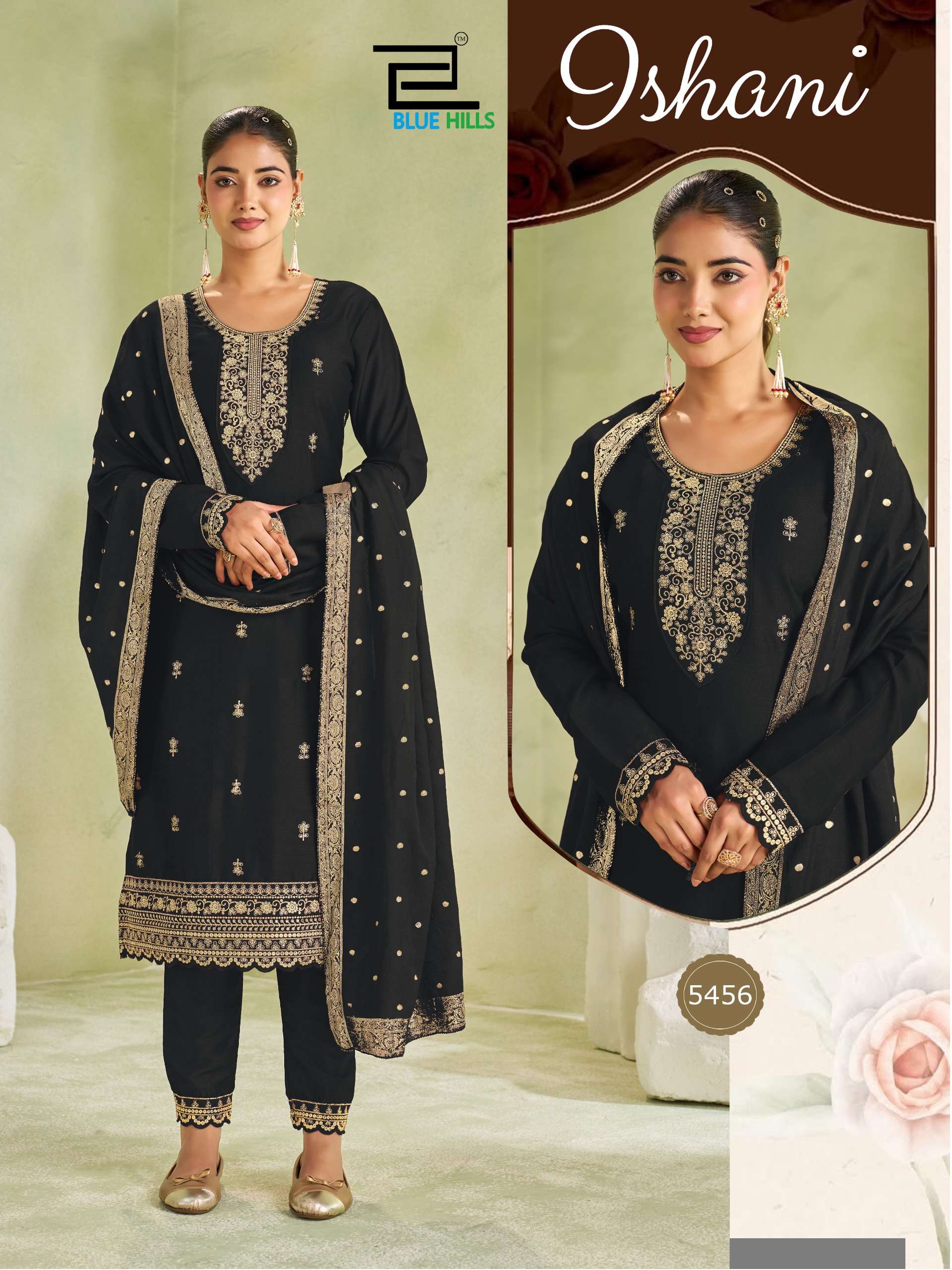 BLUE HILLS ISHANI VICHITRA SILK EMBROIDERY WORK KURTI BOTTOM AND DUPATTA SET 