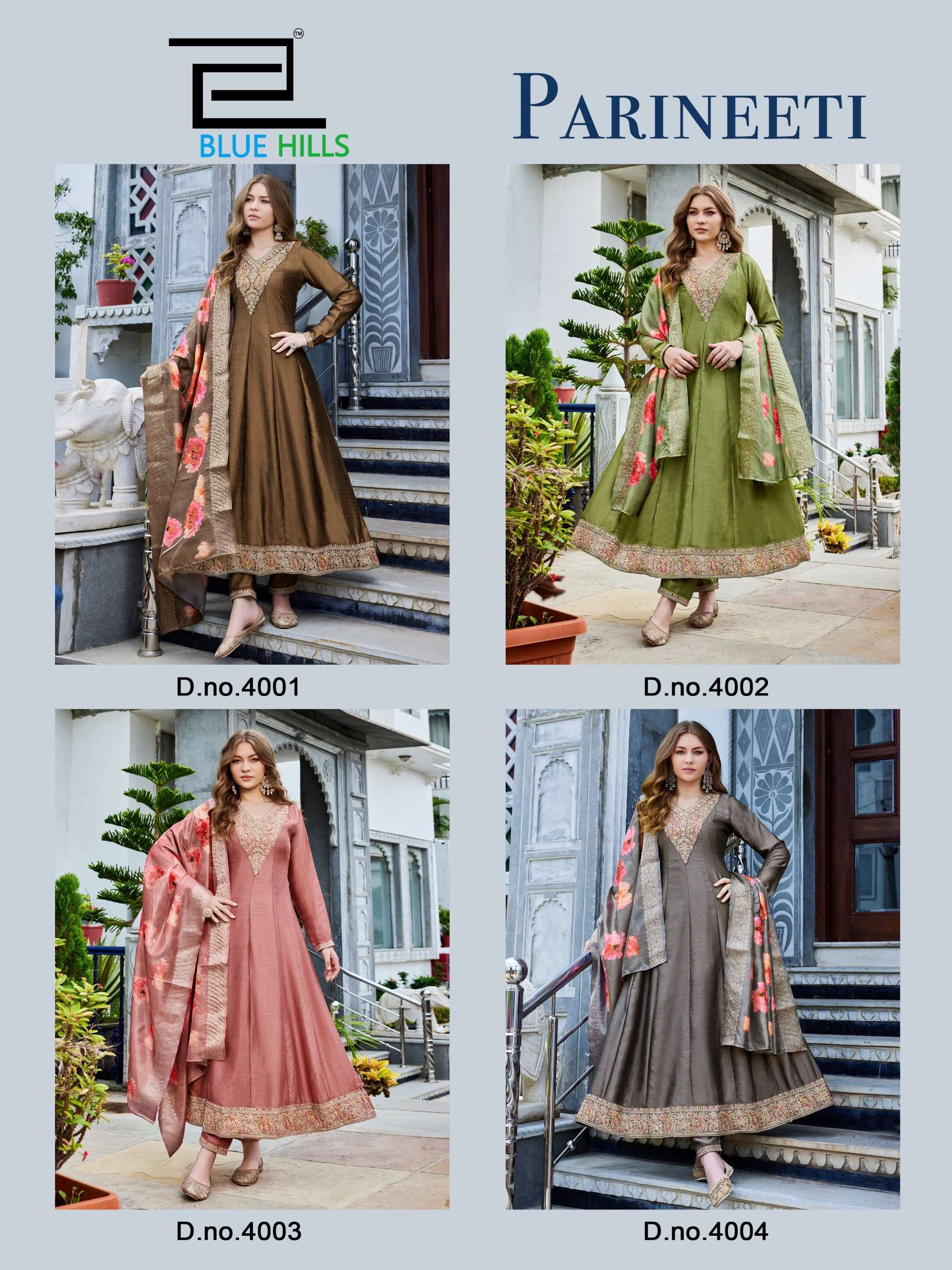 BLUE HILLS PARINEETI SILK DESIGNER ANARKALI STYLE READY MADE SUIT