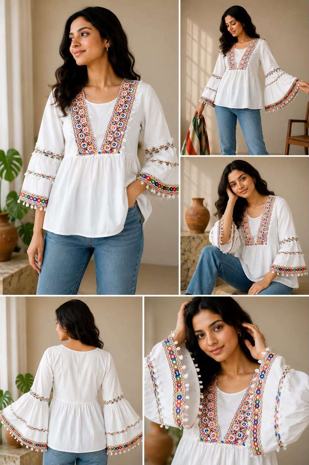BLUE HILLS SHORT TOP RAYON BEAUTIFUL WORK WESTERN WEAR LADIES TOP