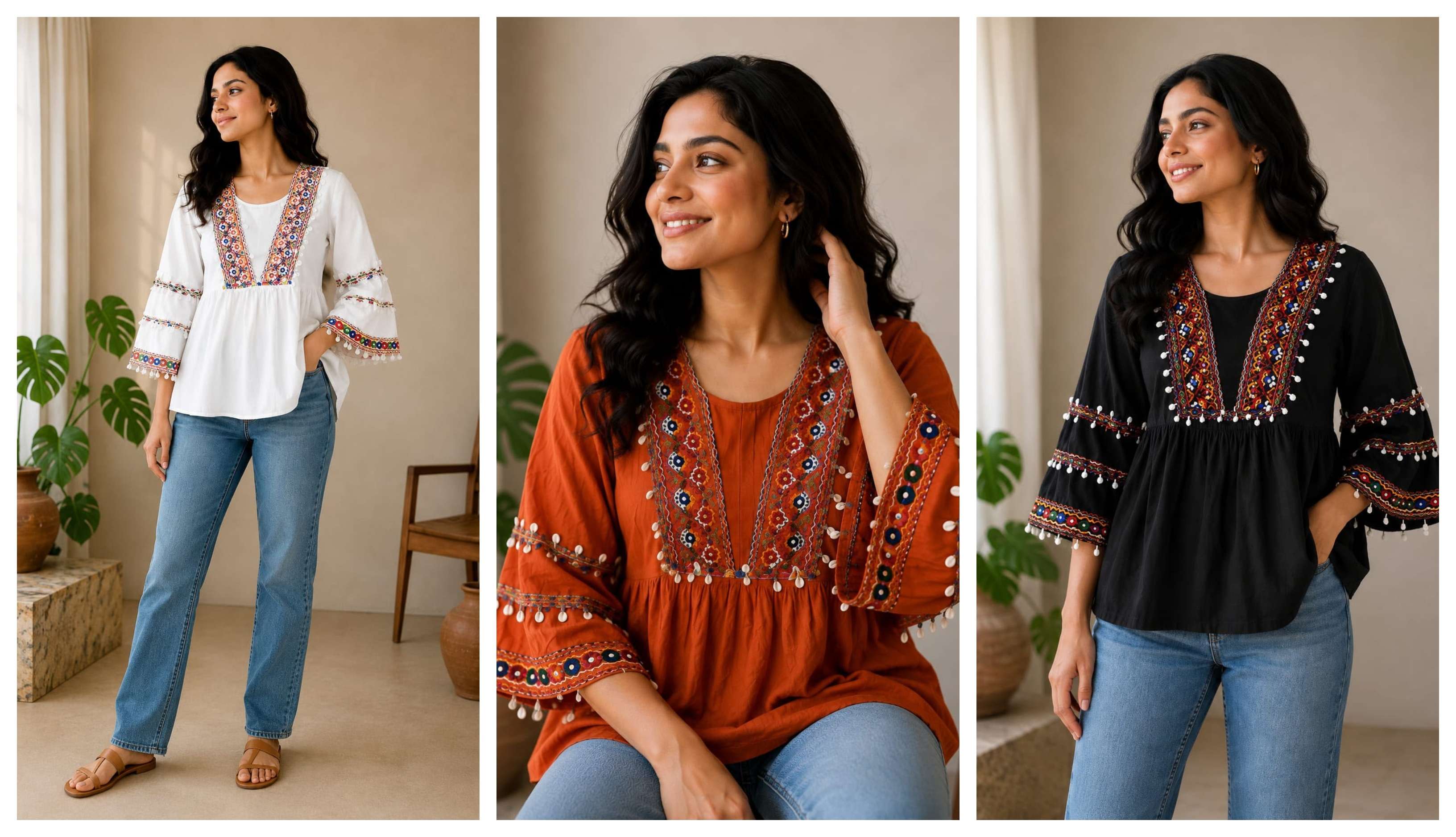 BLUE HILLS SHORT TOP RAYON BEAUTIFUL WORK WESTERN WEAR LADIES TOP
