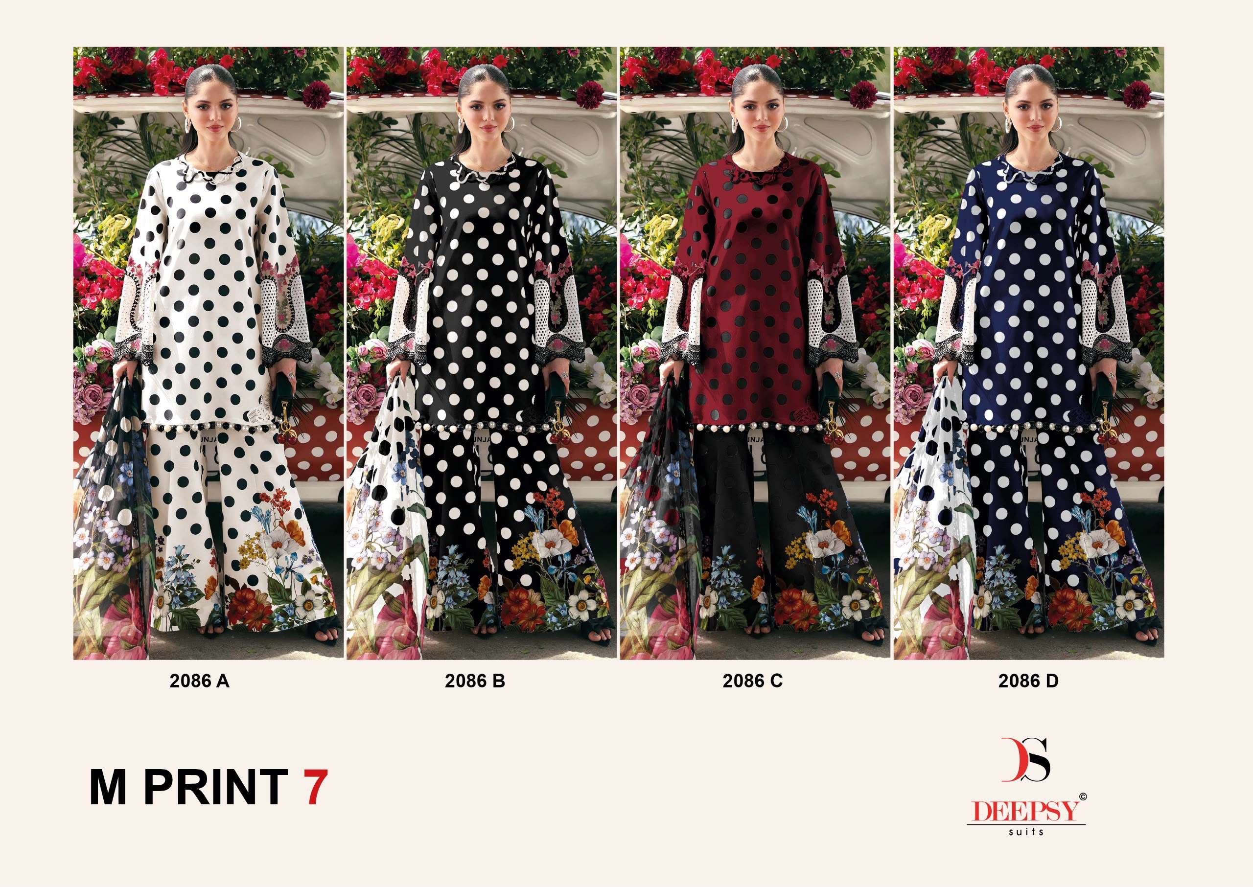 DEEPSY SUITS MARIA B M PRINT VOL 7 D NO 2086 COTTON HEAVY PATCH EMBROIDERY WORK SALWAR KAMEEZ 