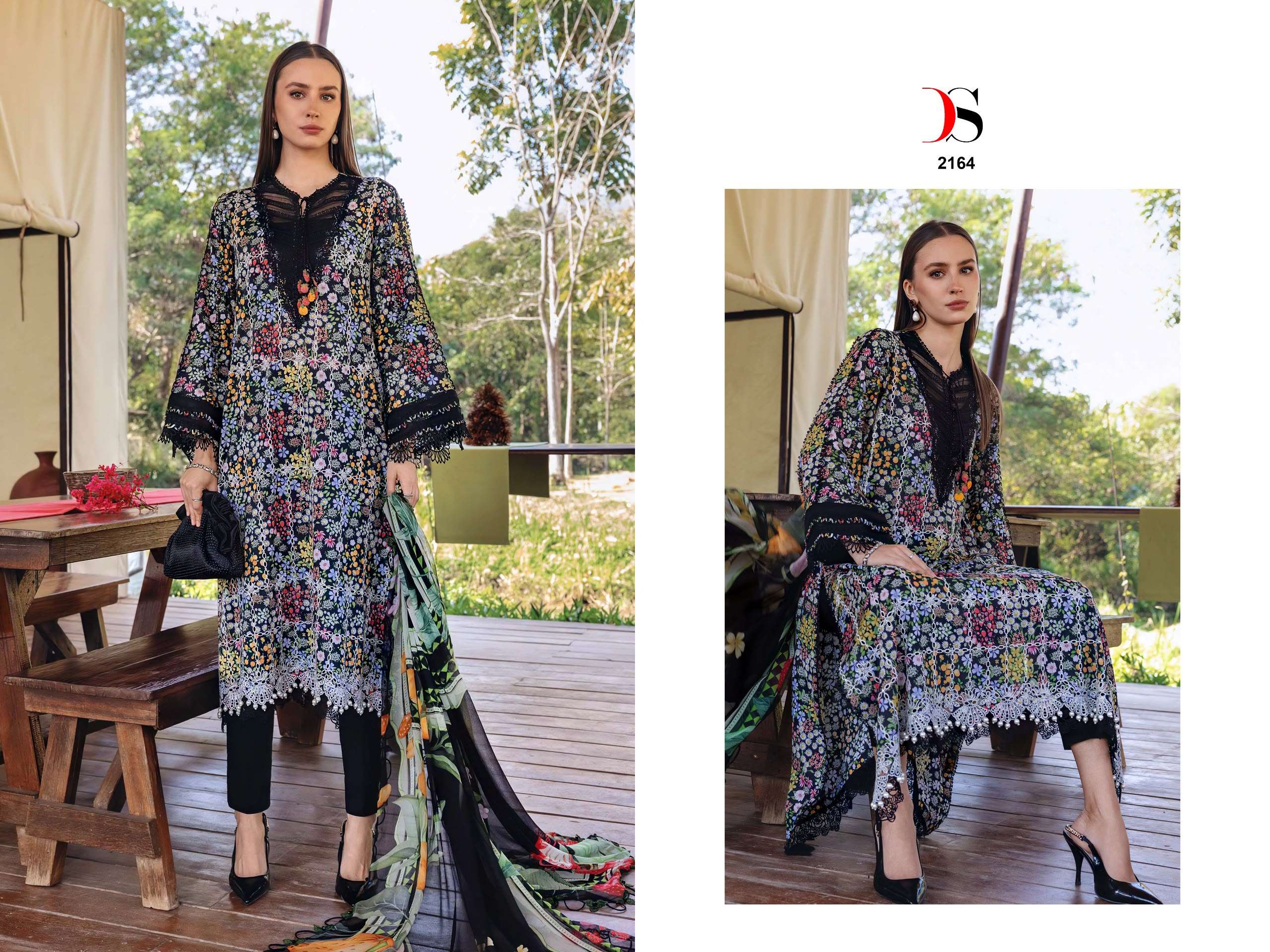 DEEPSY SUITS MARIA B M PRINT VOL 8 COTTON HEAVY PATCH EMBROIDERY WORK SALWAR KAMEEZ 