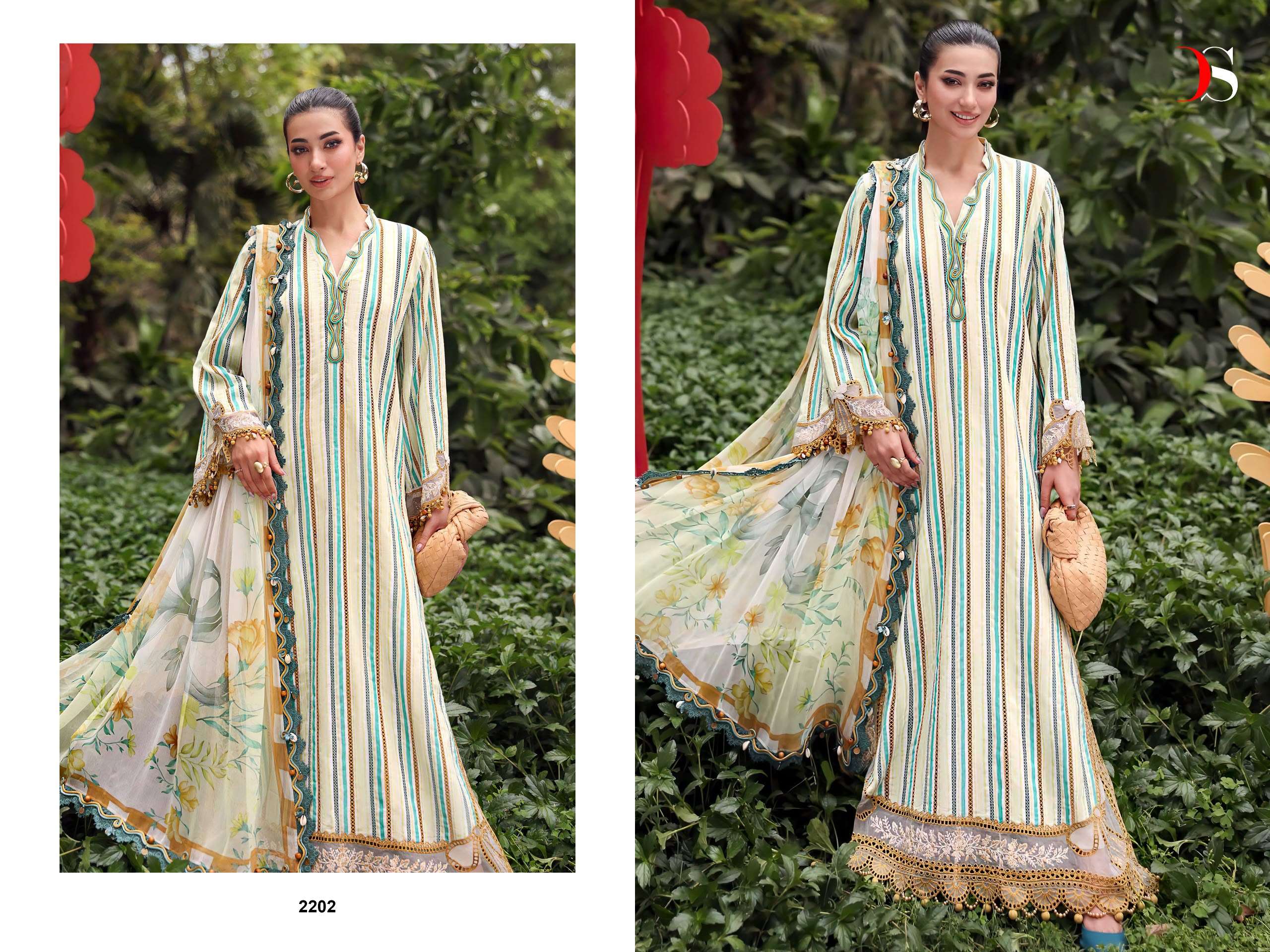 DEEPSY SUITS MARIA B M PRINT VOL 9 LAWN COTTON HEAVY PATCH EMBROIDERY WORK SUIT