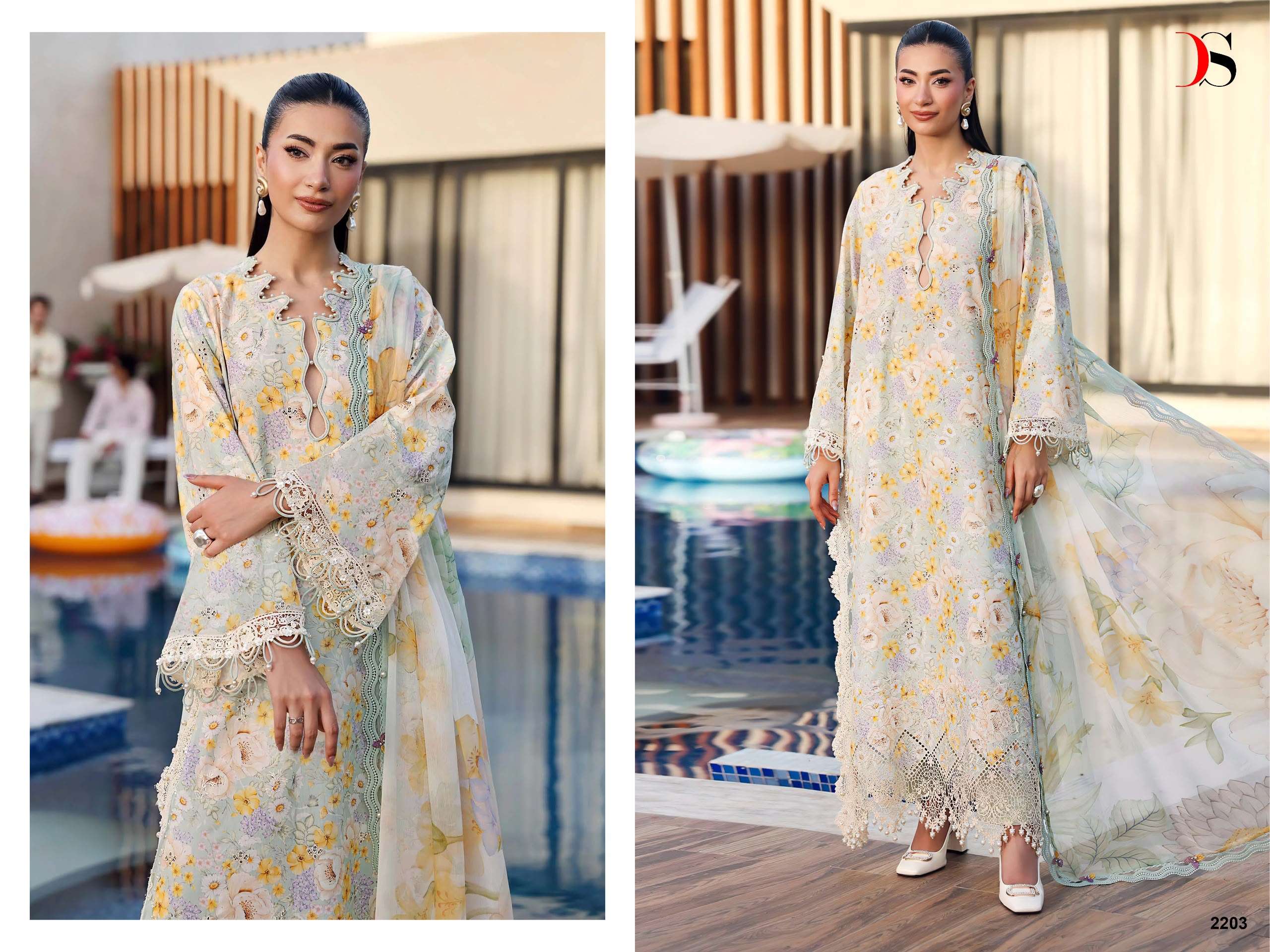 DEEPSY SUITS MARIA B M PRINT VOL 9 LAWN COTTON HEAVY PATCH EMBROIDERY WORK SUIT