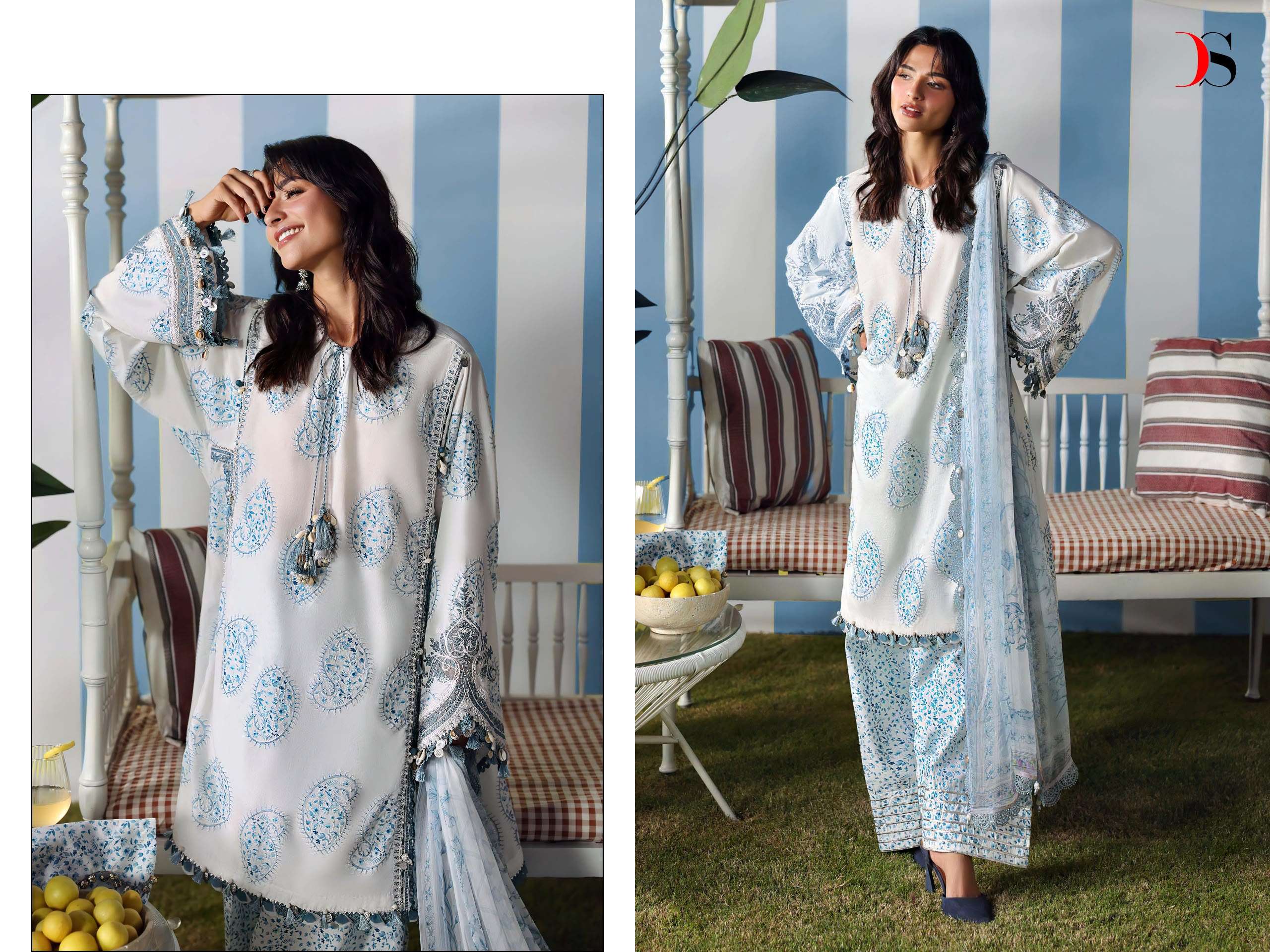 DEEPSY SUITS MARIA B M PRINT VOL 9 LAWN COTTON HEAVY PATCH EMBROIDERY WORK SUIT