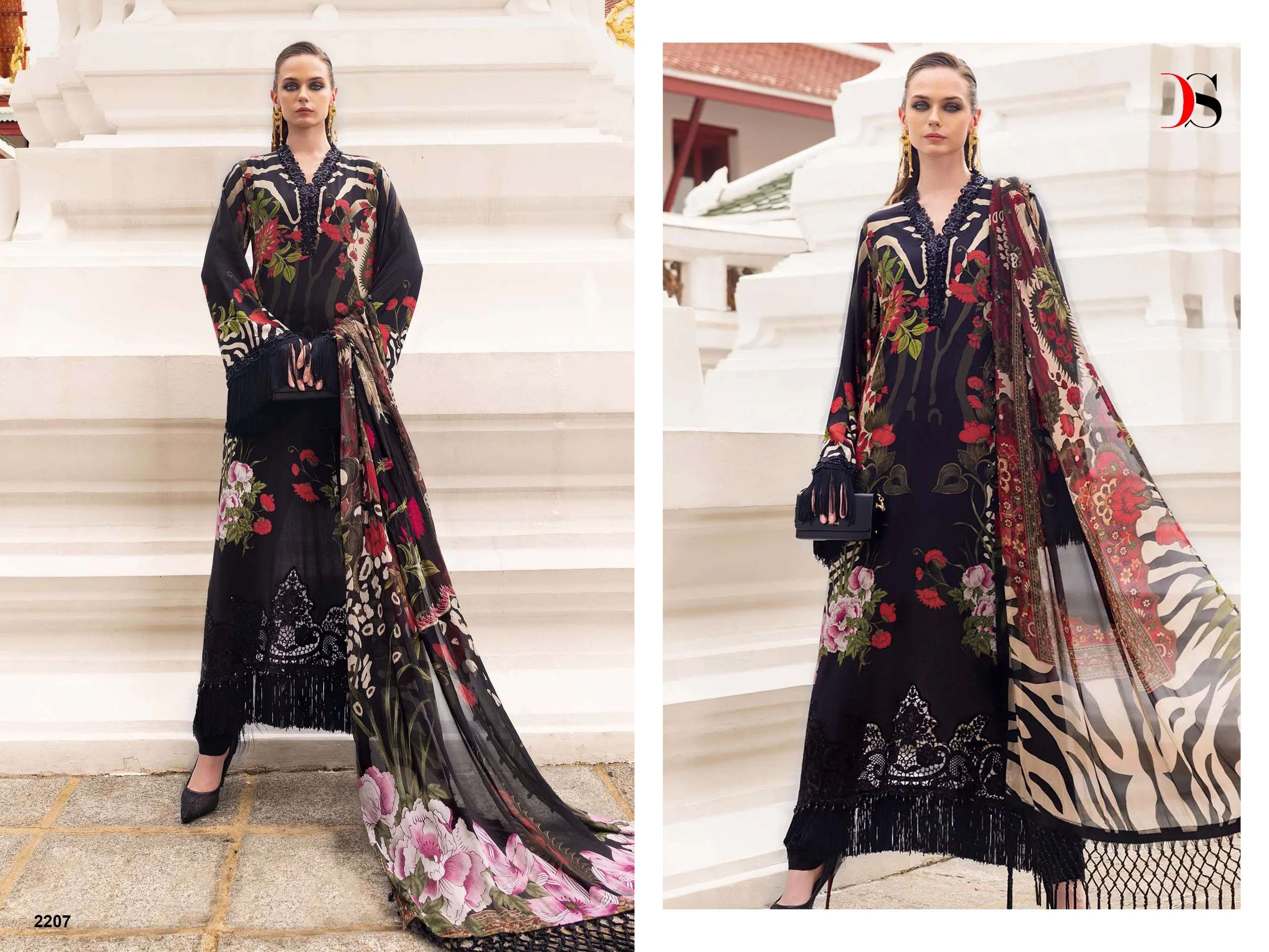 DEEPSY SUITS MARIA B M PRINT VOL 9 LAWN COTTON HEAVY PATCH EMBROIDERY WORK SUIT