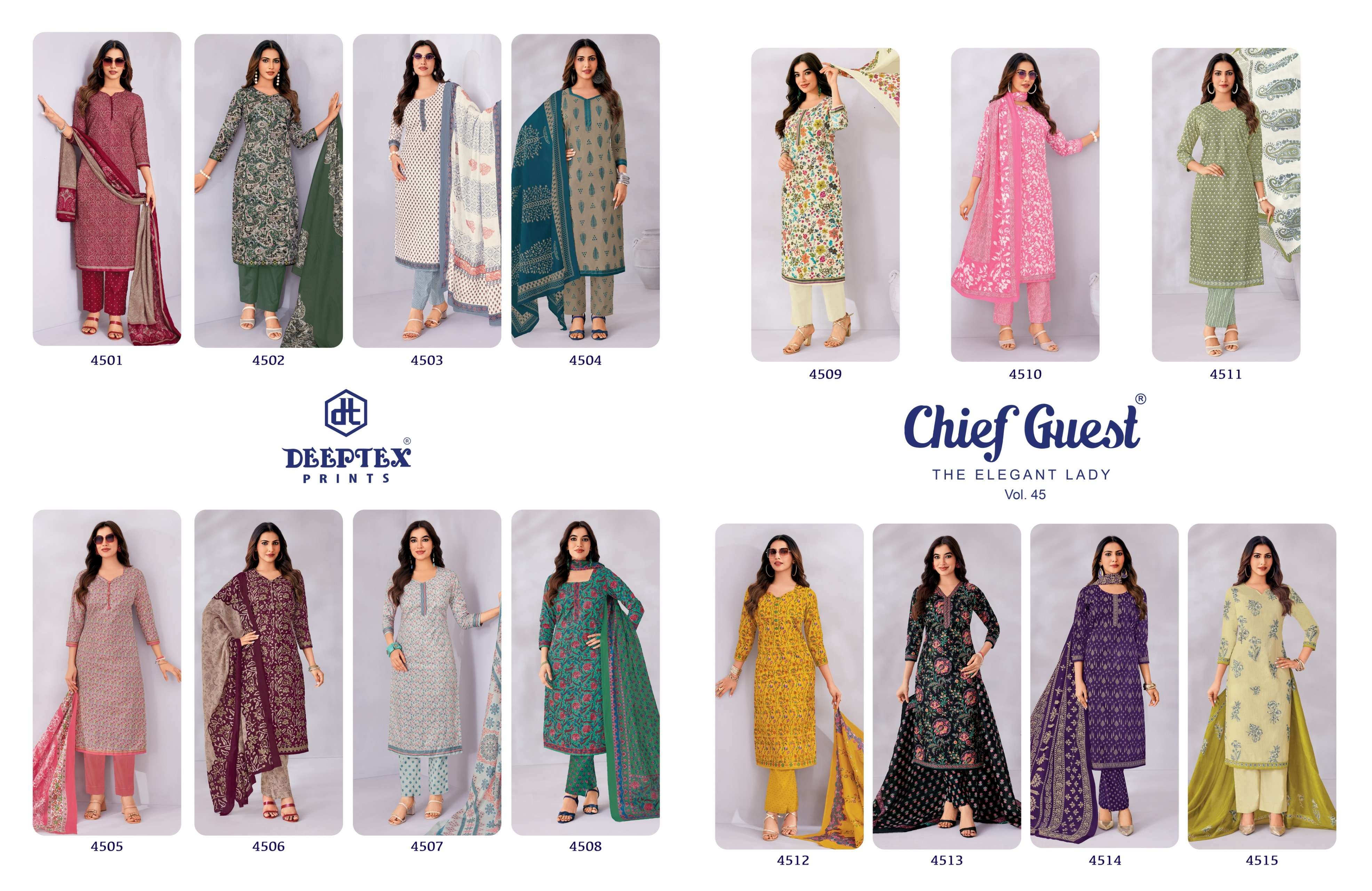 DEEPTEX PRINTS CHIEF GUEST VOL 45 COTTON PRINT LADIES SALWAR SUIT