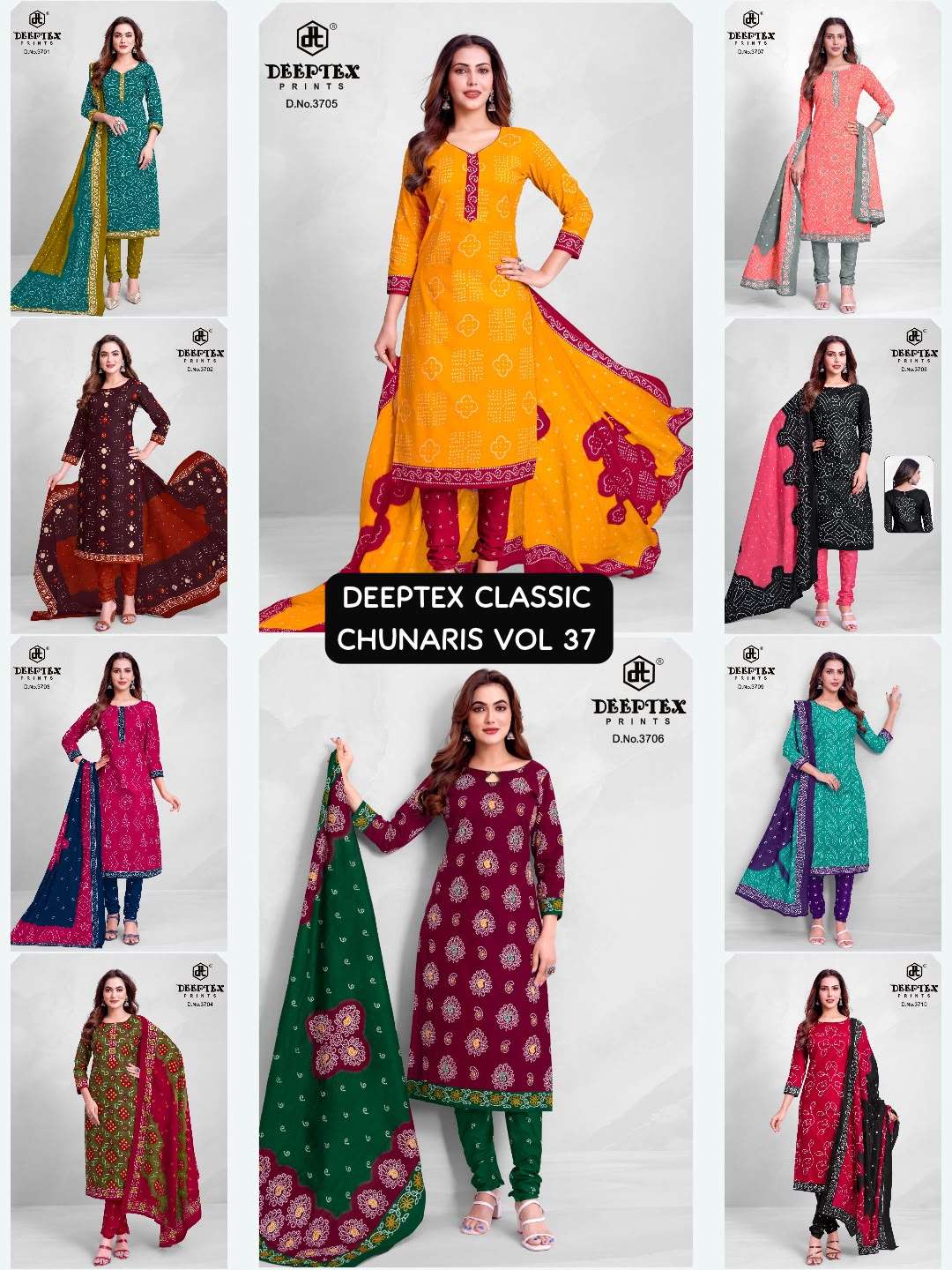 DEEPTEX PRINTS CLASSIC CHUNARIS VOL 37 COTTON BANDHANI PRINT DRESS