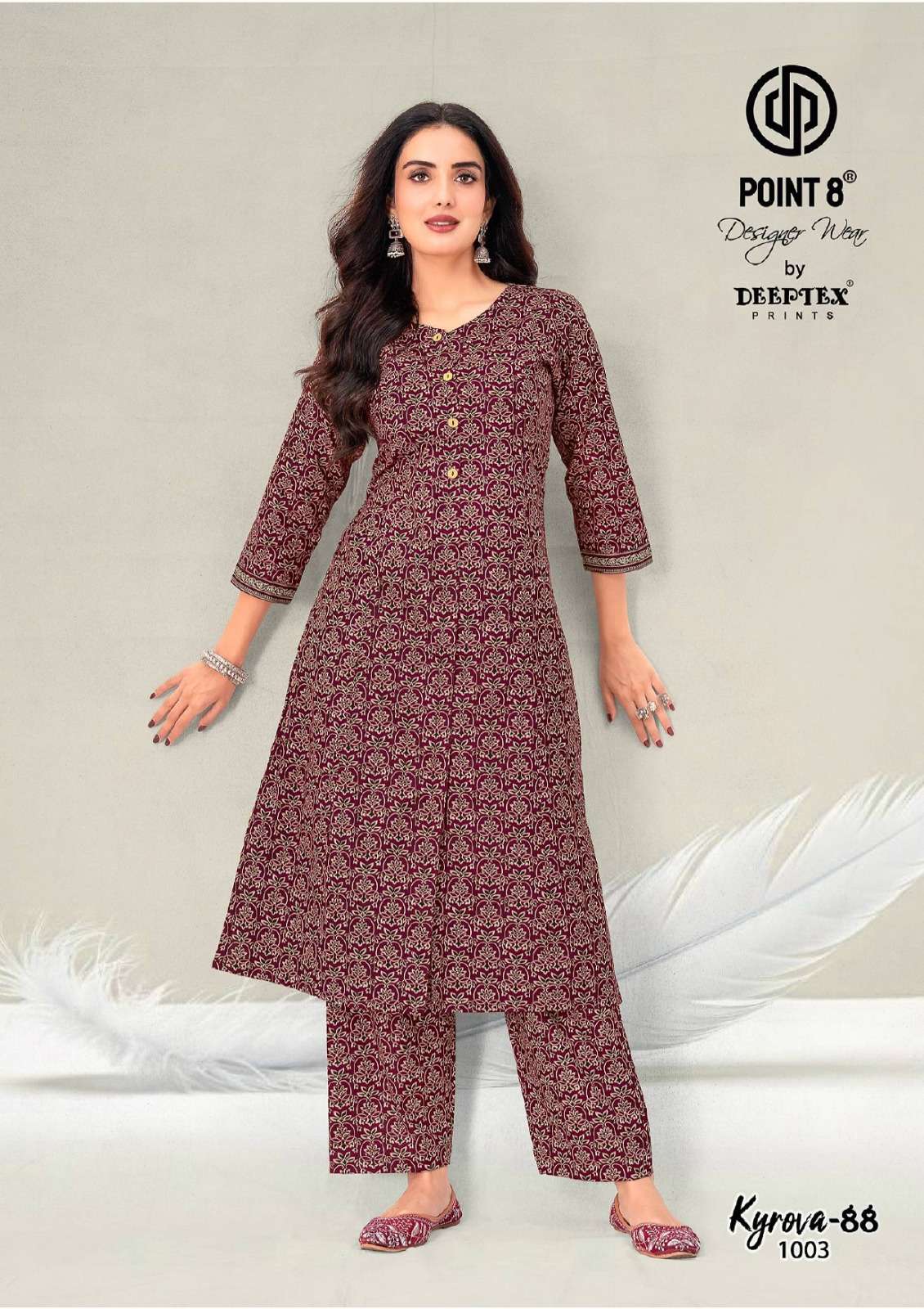 DEEPTEX PRINTS KYROVA VOL 88 COTTON PRINT FANCY KURTI WITH BOTTOM PAIR 