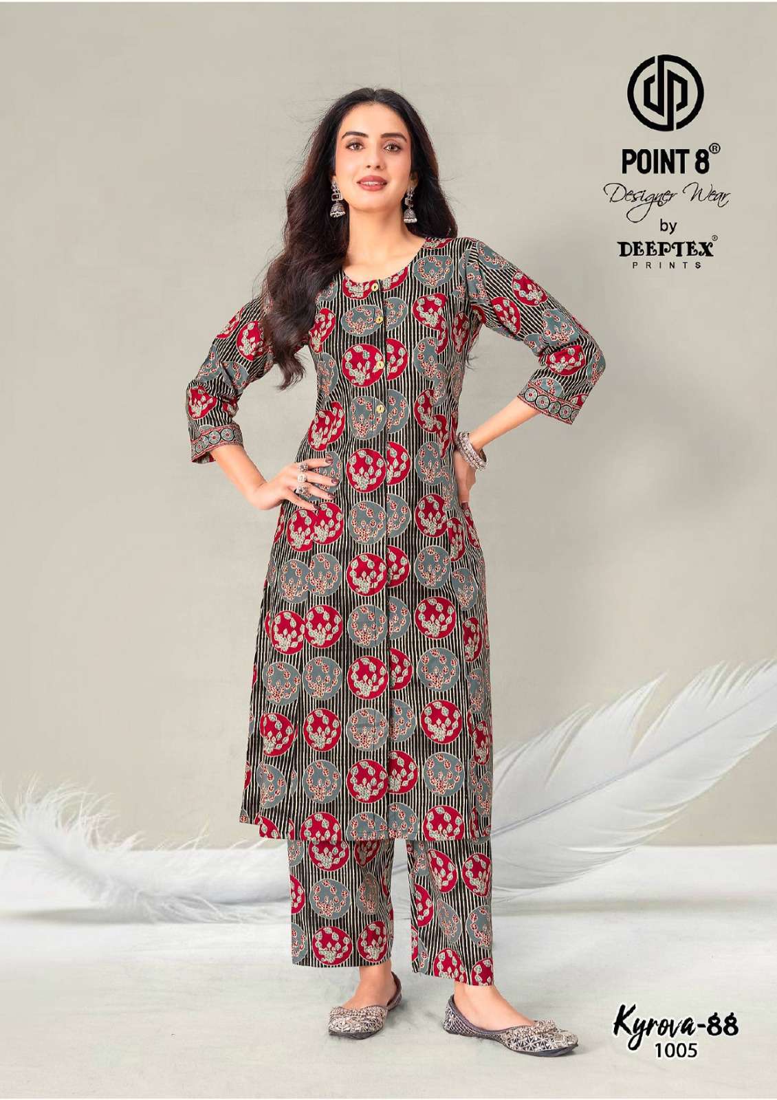 DEEPTEX PRINTS KYROVA VOL 88 COTTON PRINT FANCY KURTI WITH BOTTOM PAIR 