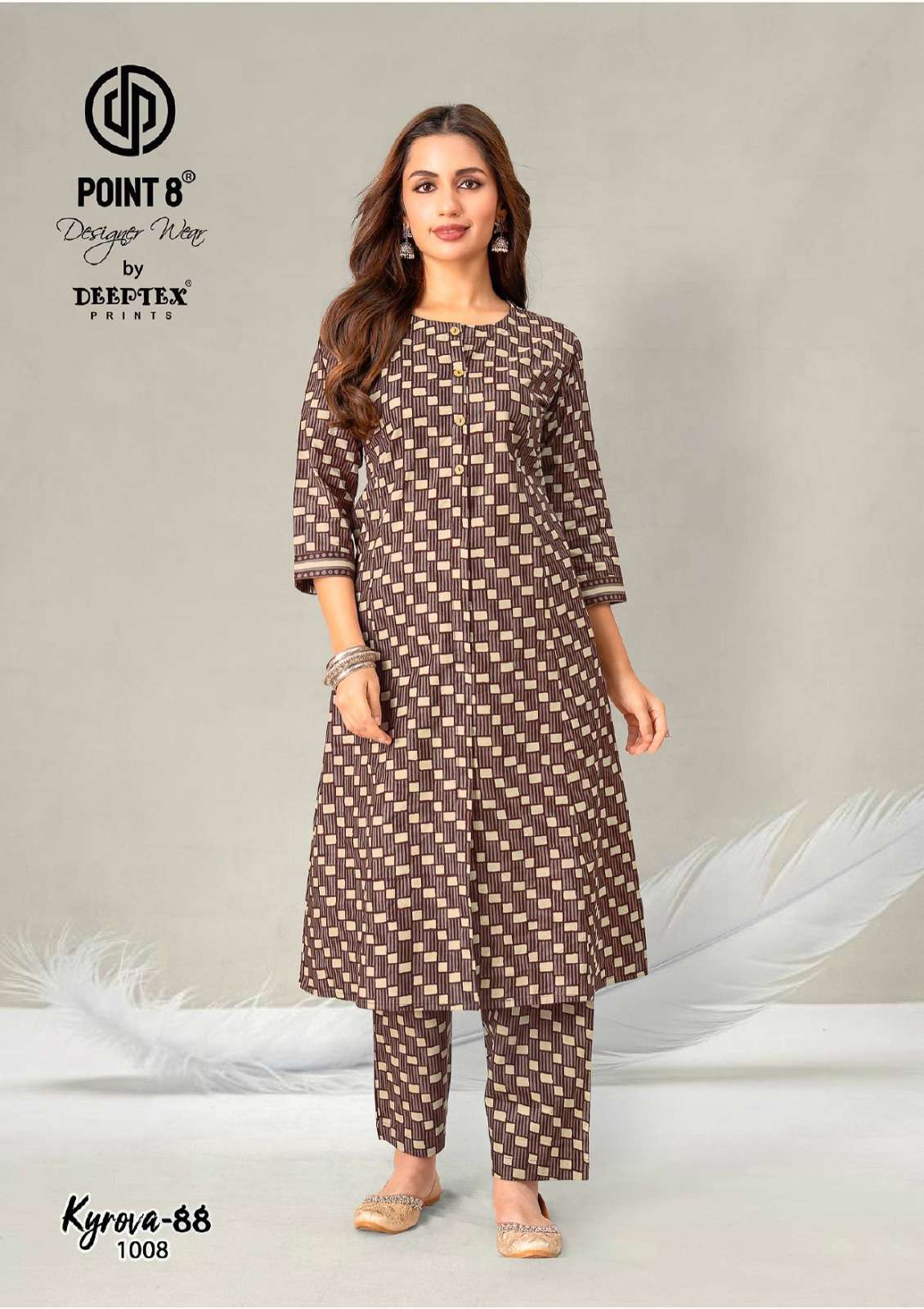 DEEPTEX PRINTS KYROVA VOL 88 COTTON PRINT FANCY KURTI WITH BOTTOM PAIR 