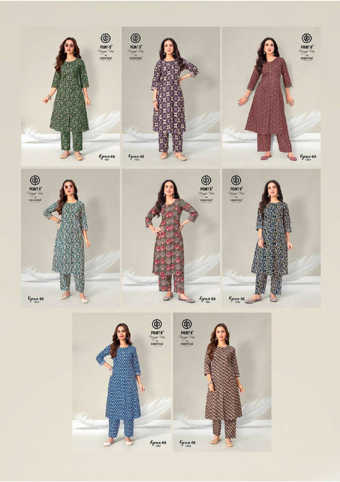DEEPTEX PRINTS KYROVA VOL 88 COTTON PRINT FANCY KURTI WITH BOTTOM PAIR 