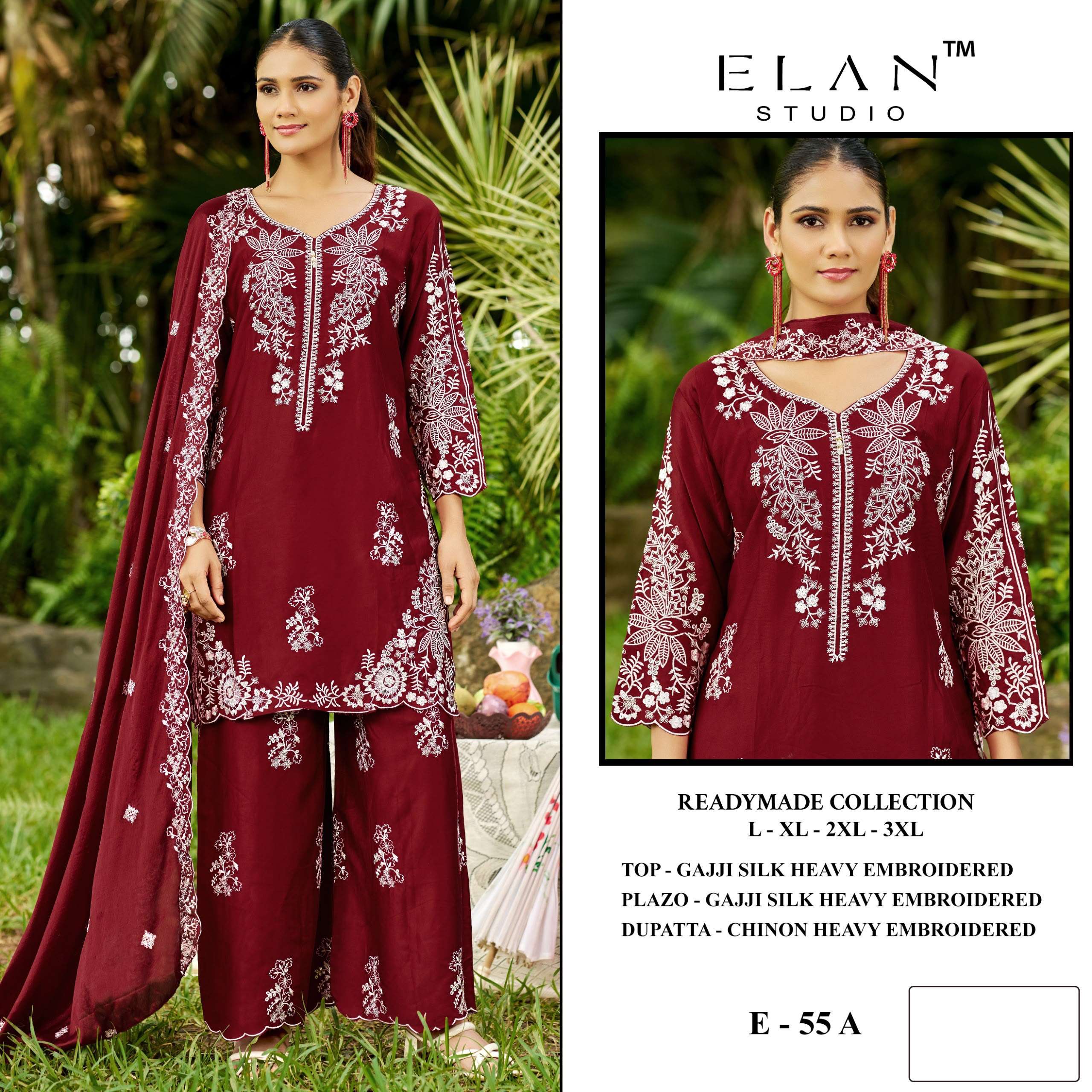 ELAN STUDIO E 55 SILK HEAVY EMBROIDERED DESIGNER PAKISTANI SUIT