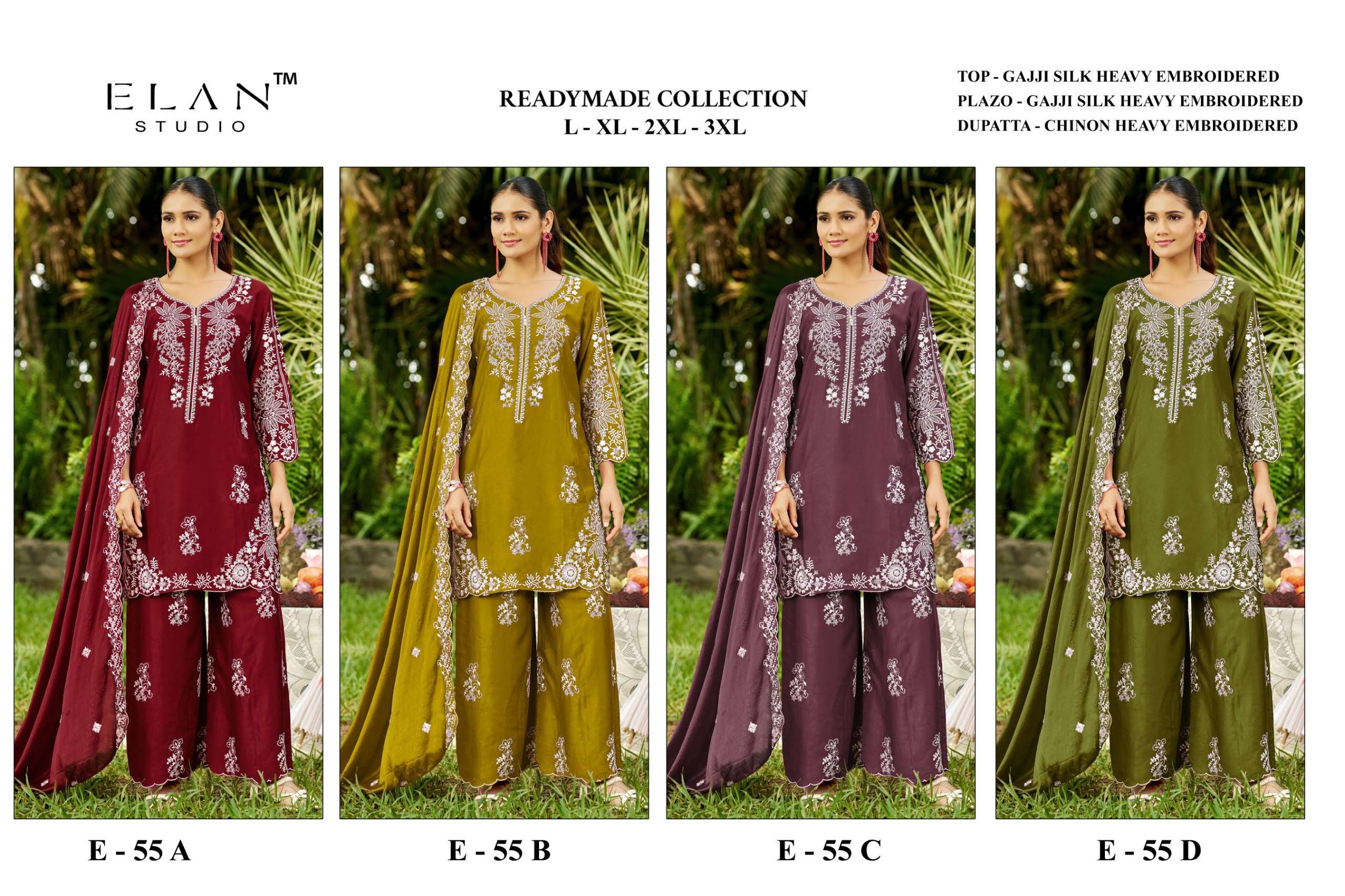 ELAN STUDIO E 55 SILK HEAVY EMBROIDERED DESIGNER PAKISTANI SUIT