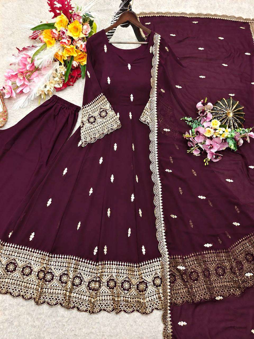 FD 808 GEORGETTE HEAVY DESIGNER WORK PARTY WEAR LADIES SUIT