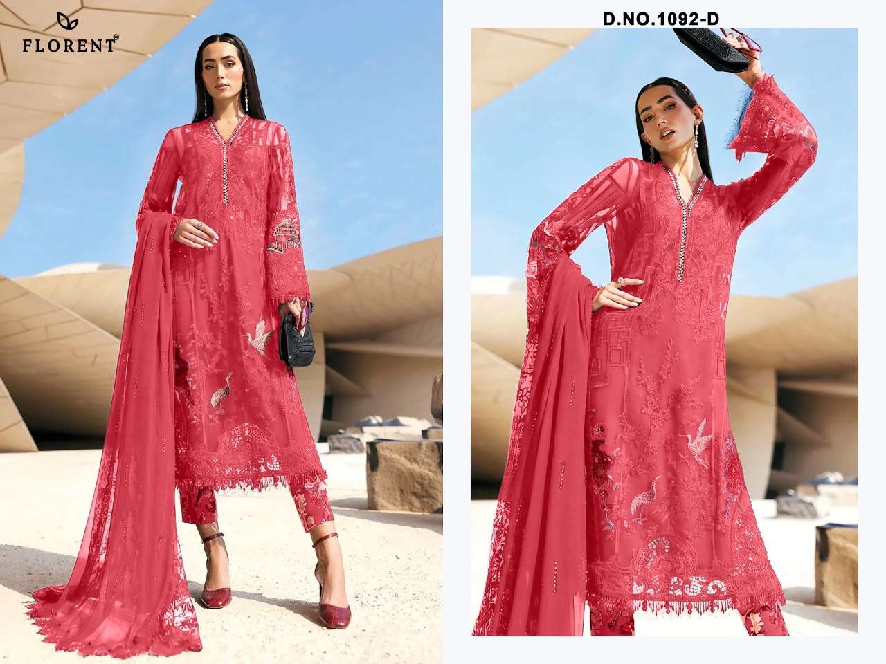 FLORENT MARIA B PREMIUM EMBROIDERED VOL 3 COTTON EMBROIDERY DESIGNER WORK SUIT