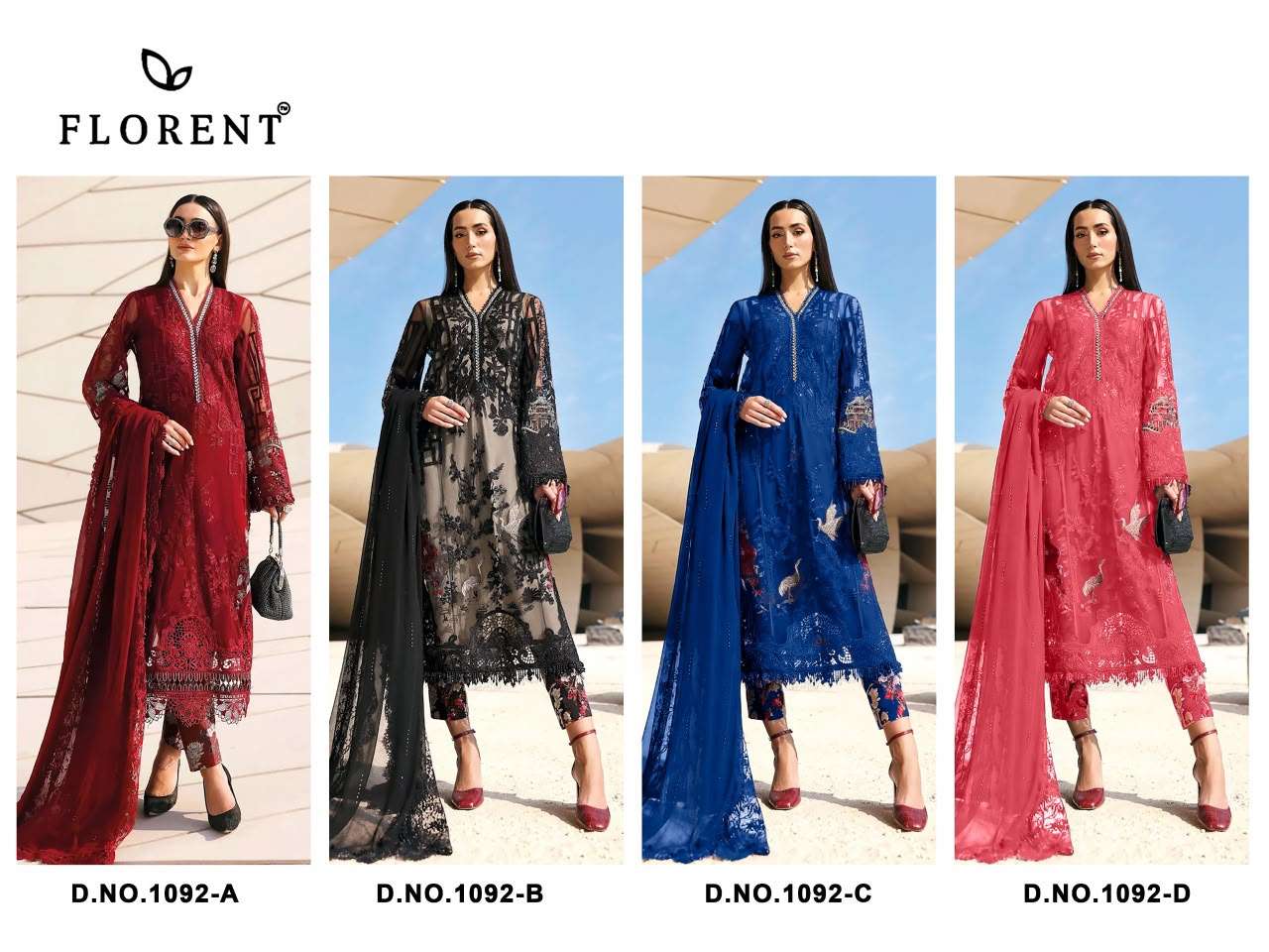FLORENT MARIA B PREMIUM EMBROIDERED VOL 3 COTTON EMBROIDERY DESIGNER WORK SUIT