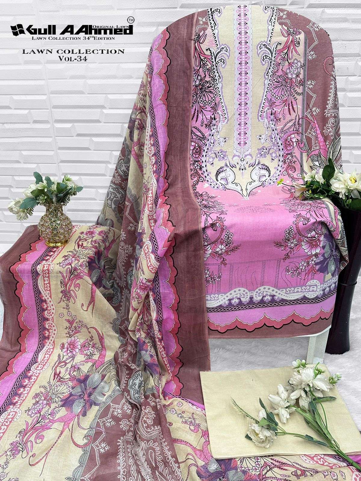 GULL AAHMED LAWN COLLECTION VOL 34 COTTON DIGITAL PRINTS SALWAR SUIT