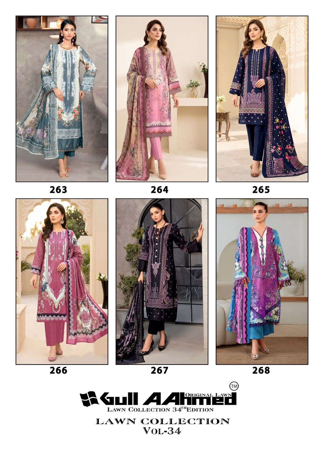 GULL AAHMED LAWN COLLECTION VOL 34 COTTON DIGITAL PRINTS SALWAR SUIT