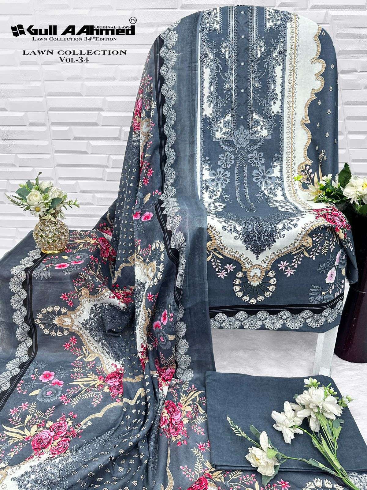 GULL AAHMED LAWN COLLECTION VOL 34 COTTON DIGITAL PRINTS SALWAR SUIT