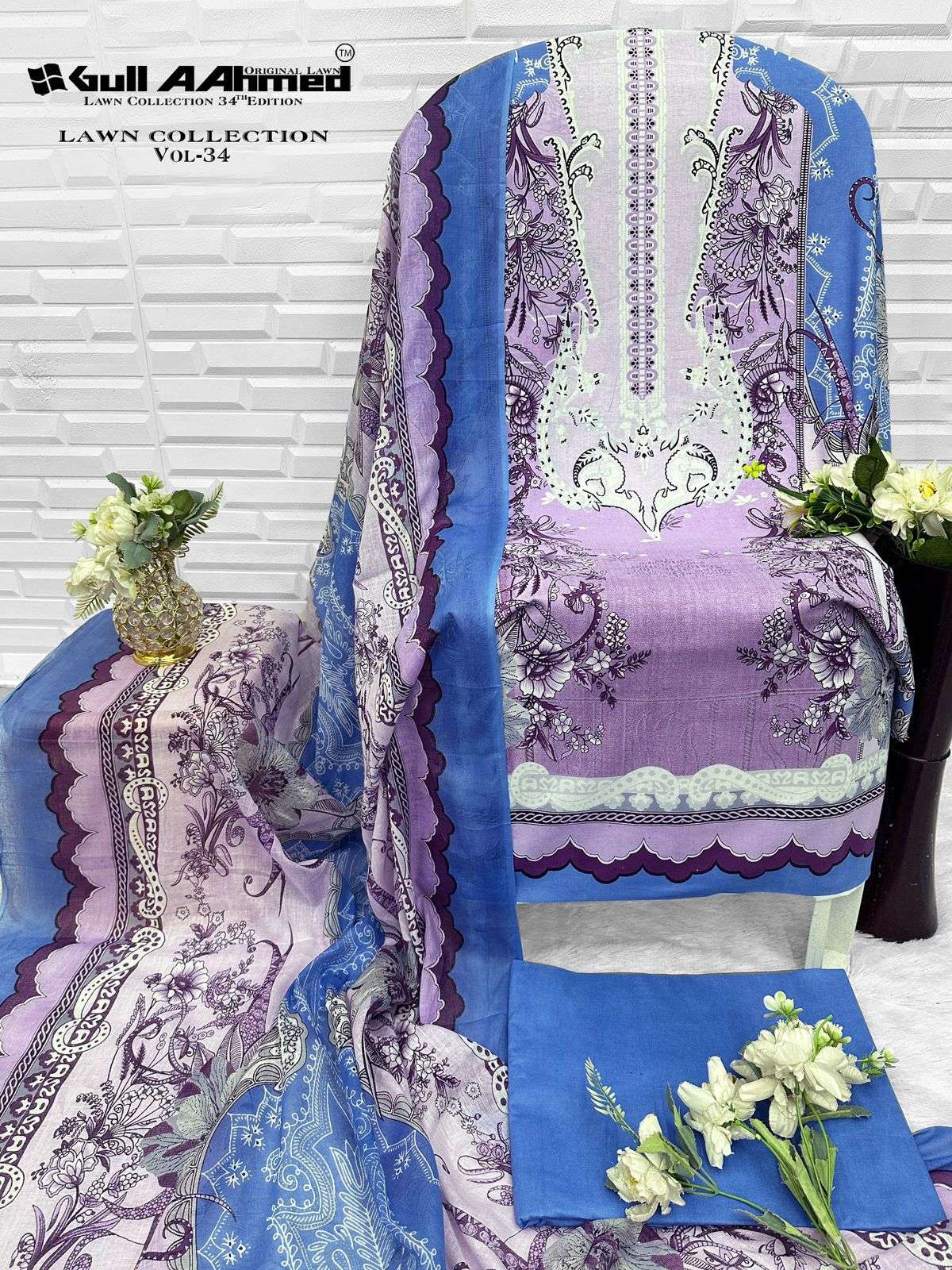 GULL AAHMED LAWN COLLECTION VOL 34 COTTON DIGITAL PRINTS SALWAR SUIT