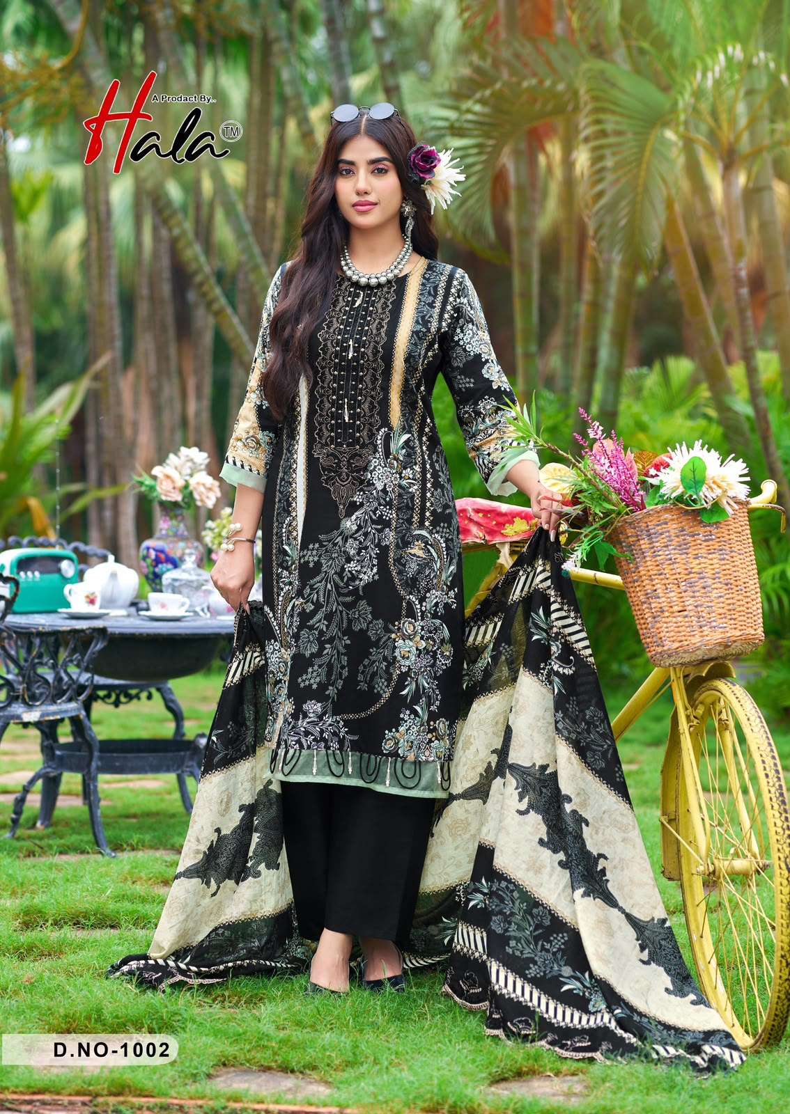 HALA DESIGNER NEEDLE WONDER LAWN COTTON WITH PATCH EMBROIDERY WORK SUIT