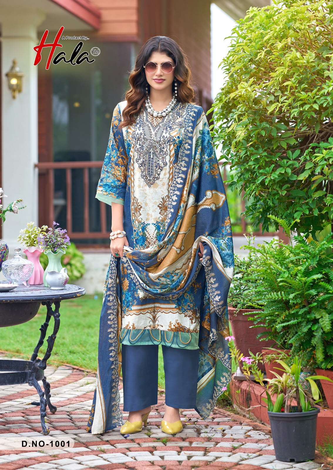 HALA DESIGNER NEEDLE WONDER LAWN COTTON WITH PATCH EMBROIDERY WORK SUIT