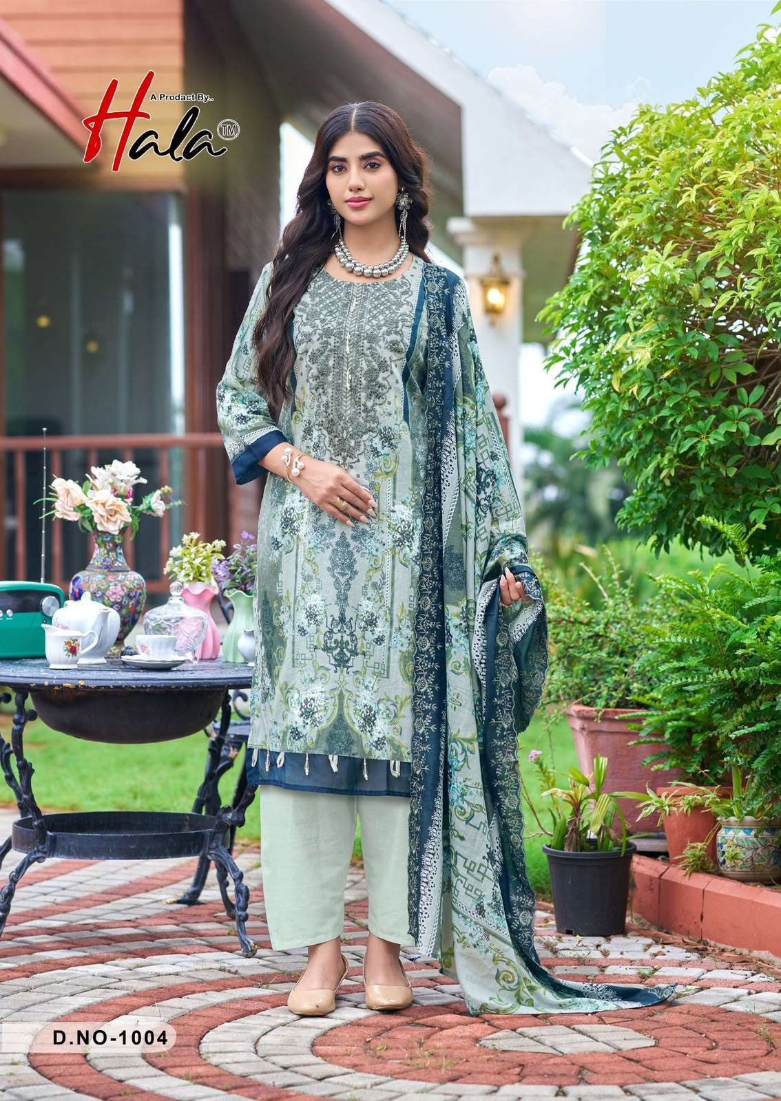 HALA DESIGNER NEEDLE WONDER LAWN COTTON WITH PATCH EMBROIDERY WORK SUIT
