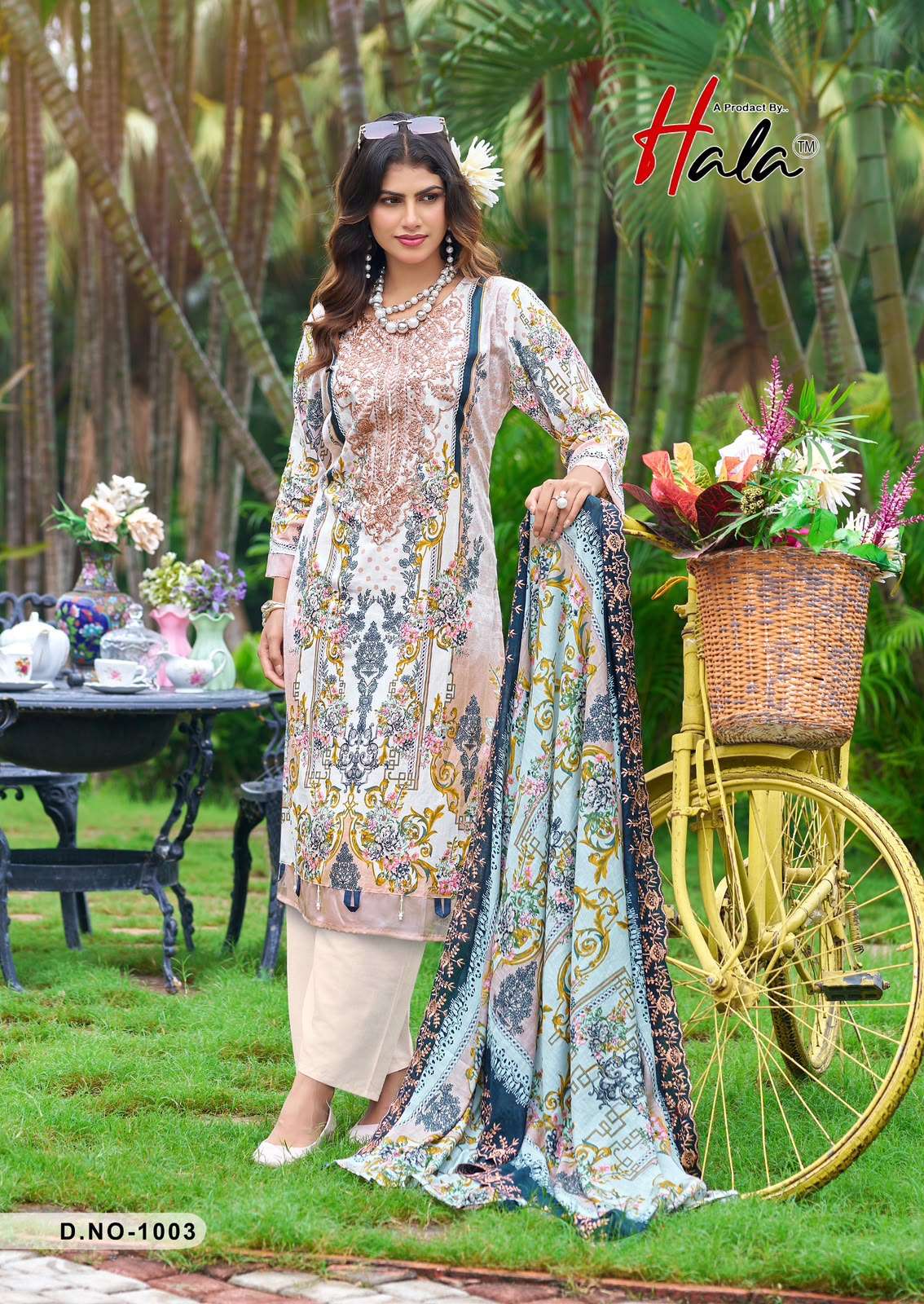 HALA DESIGNER NEEDLE WONDER LAWN COTTON WITH PATCH EMBROIDERY WORK SUIT