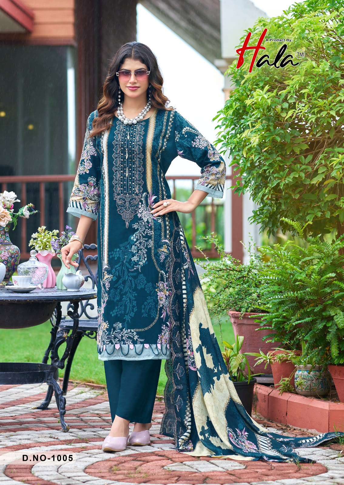 HALA DESIGNER NEEDLE WONDER LAWN COTTON WITH PATCH EMBROIDERY WORK SUIT