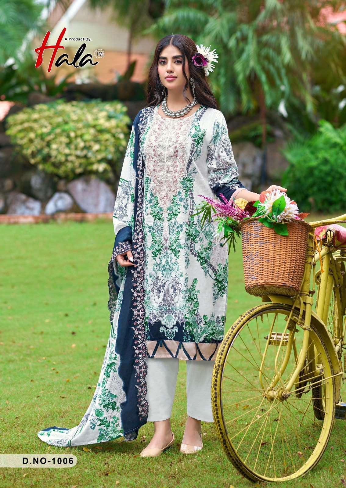 HALA DESIGNER NEEDLE WONDER LAWN COTTON WITH PATCH EMBROIDERY WORK SUIT