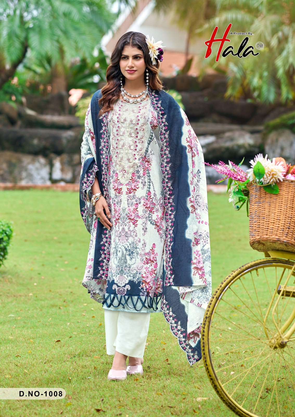 HALA DESIGNER NEEDLE WONDER LAWN COTTON WITH PATCH EMBROIDERY WORK SUIT