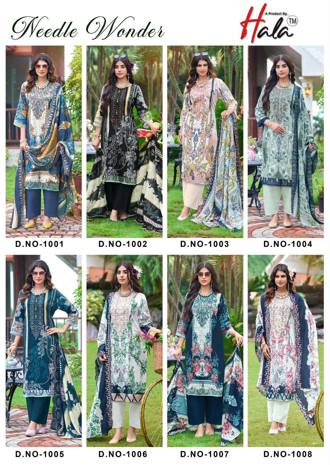 HALA DESIGNER NEEDLE WONDER LAWN COTTON WITH PATCH EMBROIDERY WORK SUIT