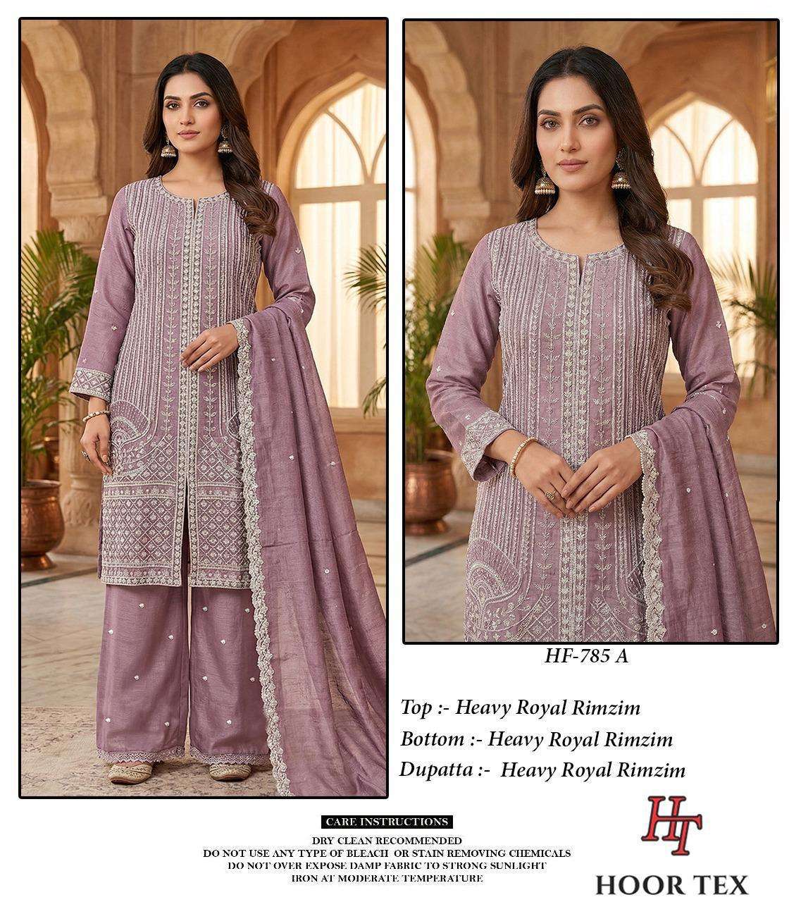HOOR TEX HF 785 SILK BEAUTIFUL DESIGNER WORK READY MADE PAKISTANI SUIT