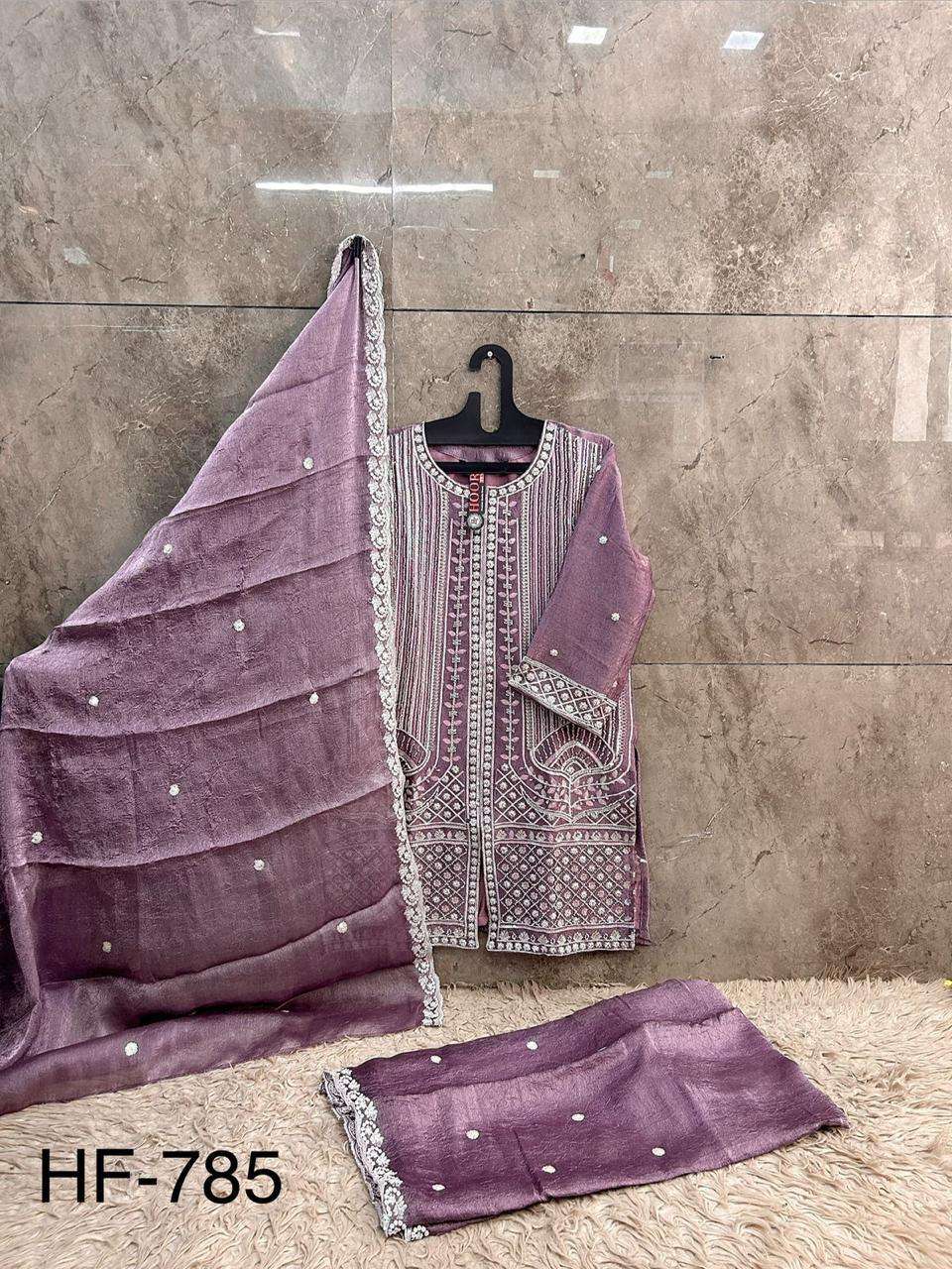 HOOR TEX HF 785 SILK BEAUTIFUL DESIGNER WORK READY MADE PAKISTANI SUIT