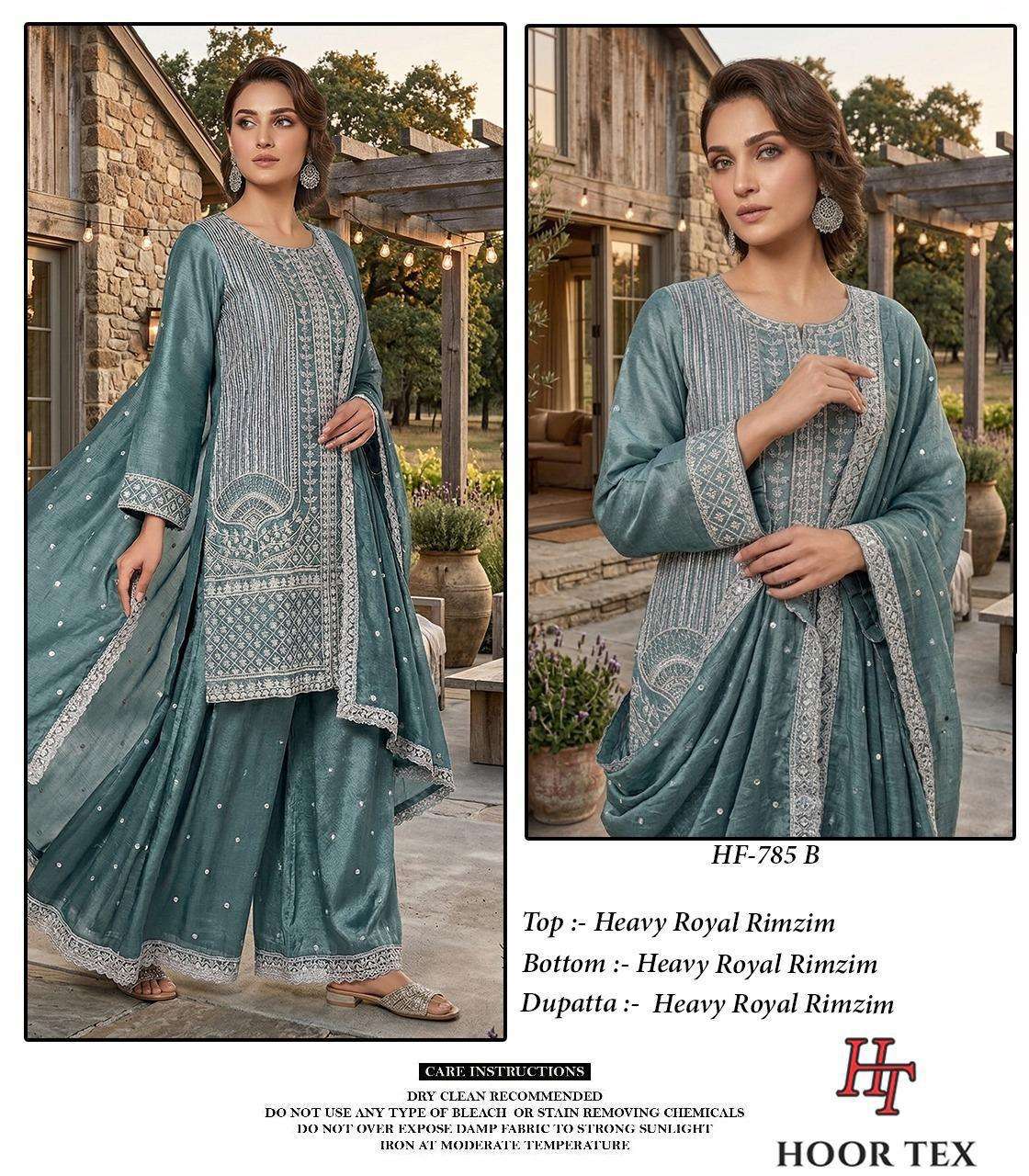 HOOR TEX HF 785 SILK BEAUTIFUL DESIGNER WORK READY MADE PAKISTANI SUIT