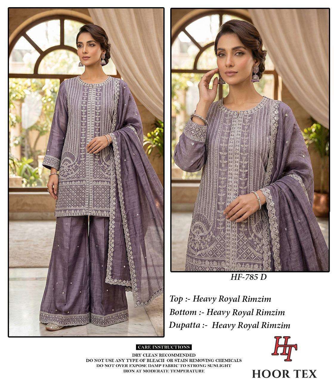 HOOR TEX HF 785 SILK BEAUTIFUL DESIGNER WORK READY MADE PAKISTANI SUIT