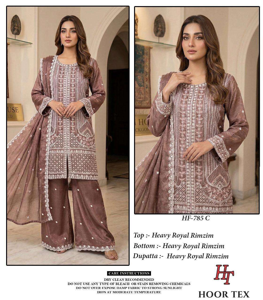 HOOR TEX HF 785 SILK BEAUTIFUL DESIGNER WORK READY MADE PAKISTANI SUIT