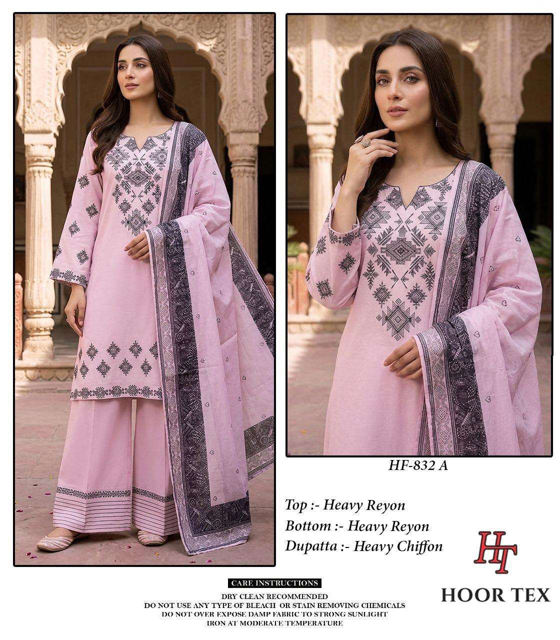 HOOR TEX HF 832 RAYON EMBROIDERY DESIGNER WORK READY MADE PAKISTANI SUIT