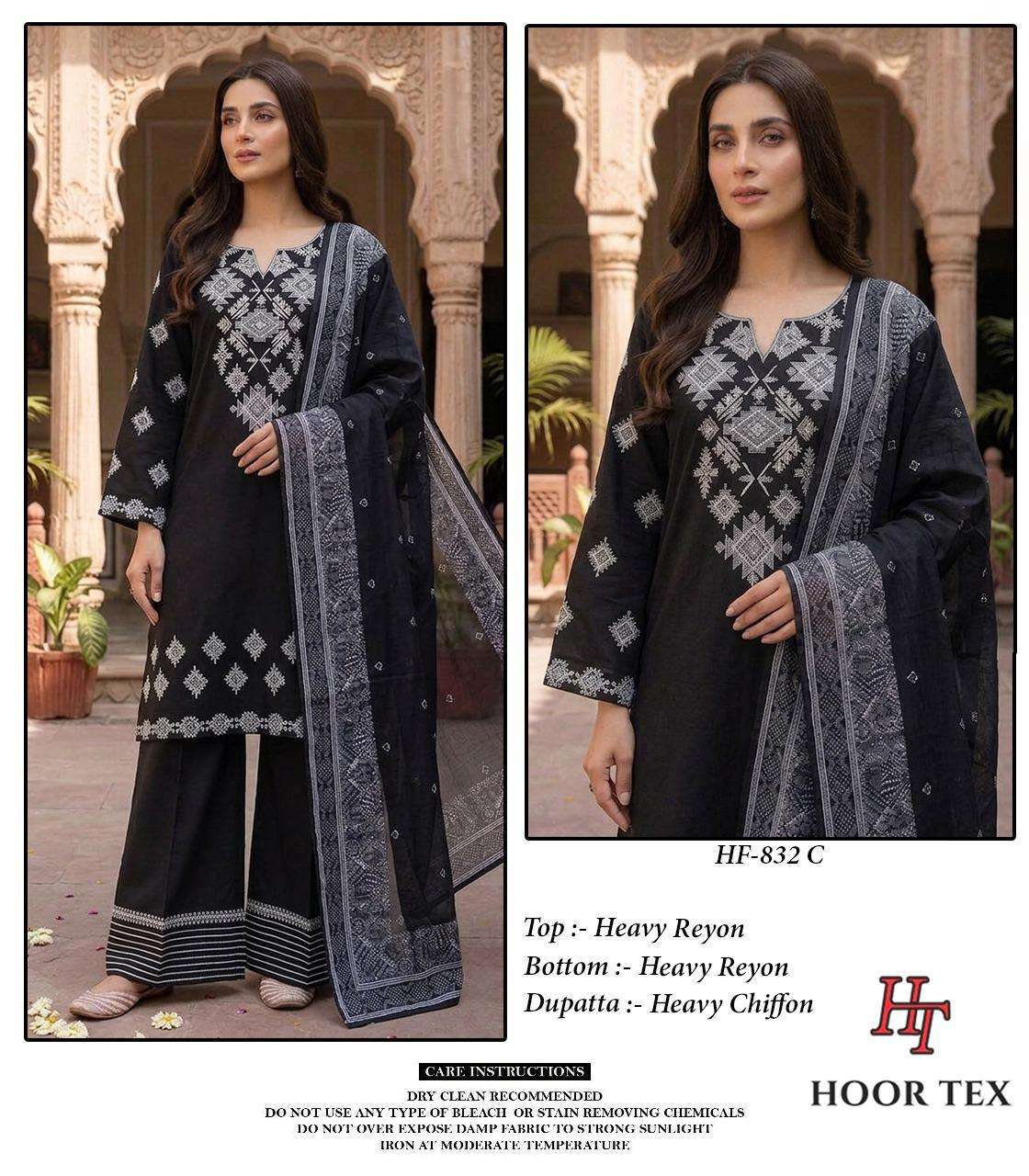 HOOR TEX HF 832 RAYON EMBROIDERY DESIGNER WORK READY MADE PAKISTANI SUIT