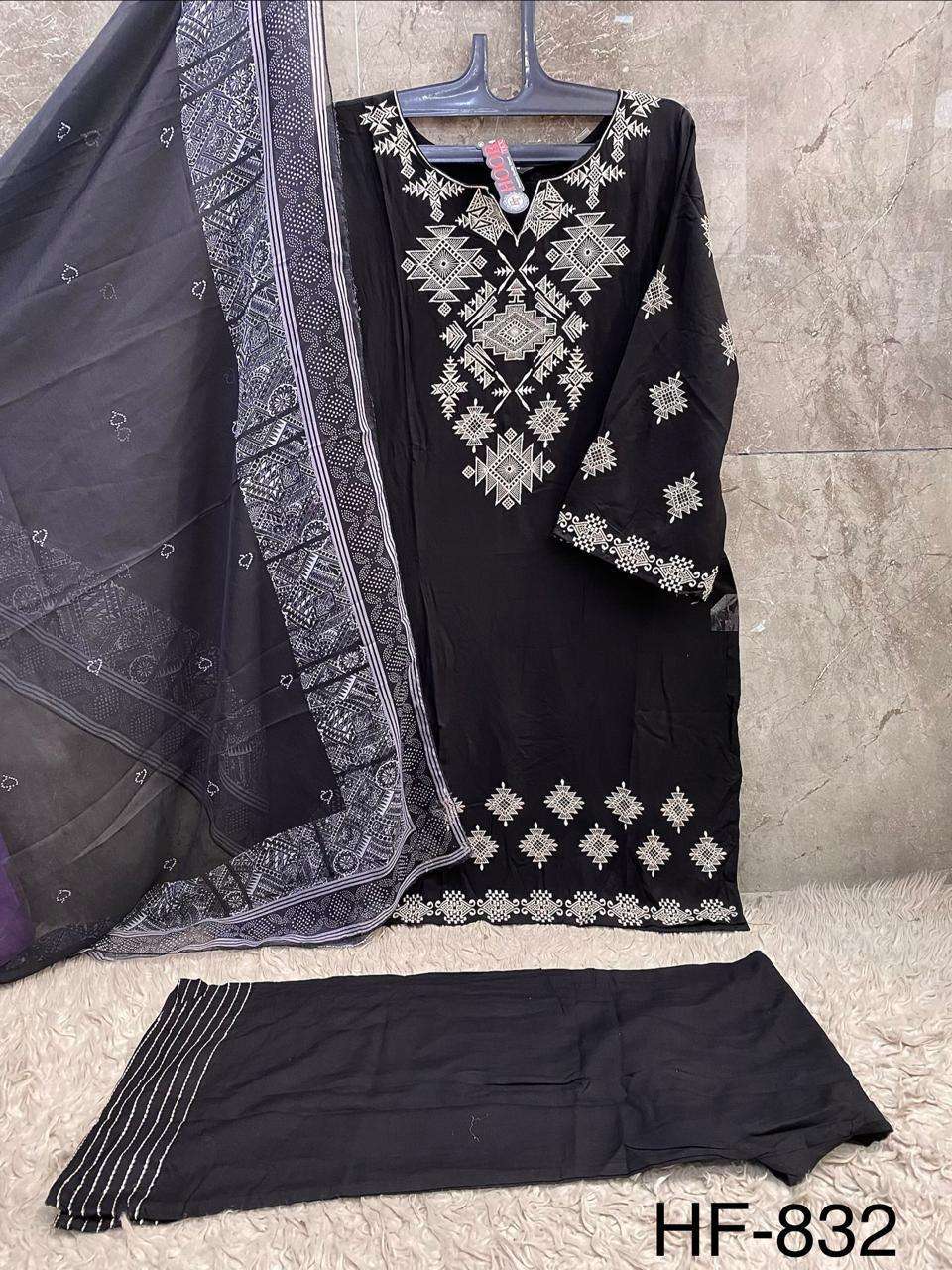 HOOR TEX HF 832 RAYON EMBROIDERY DESIGNER WORK READY MADE PAKISTANI SUIT