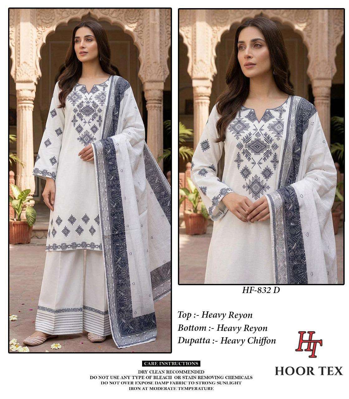 HOOR TEX HF 832 RAYON EMBROIDERY DESIGNER WORK READY MADE PAKISTANI SUIT