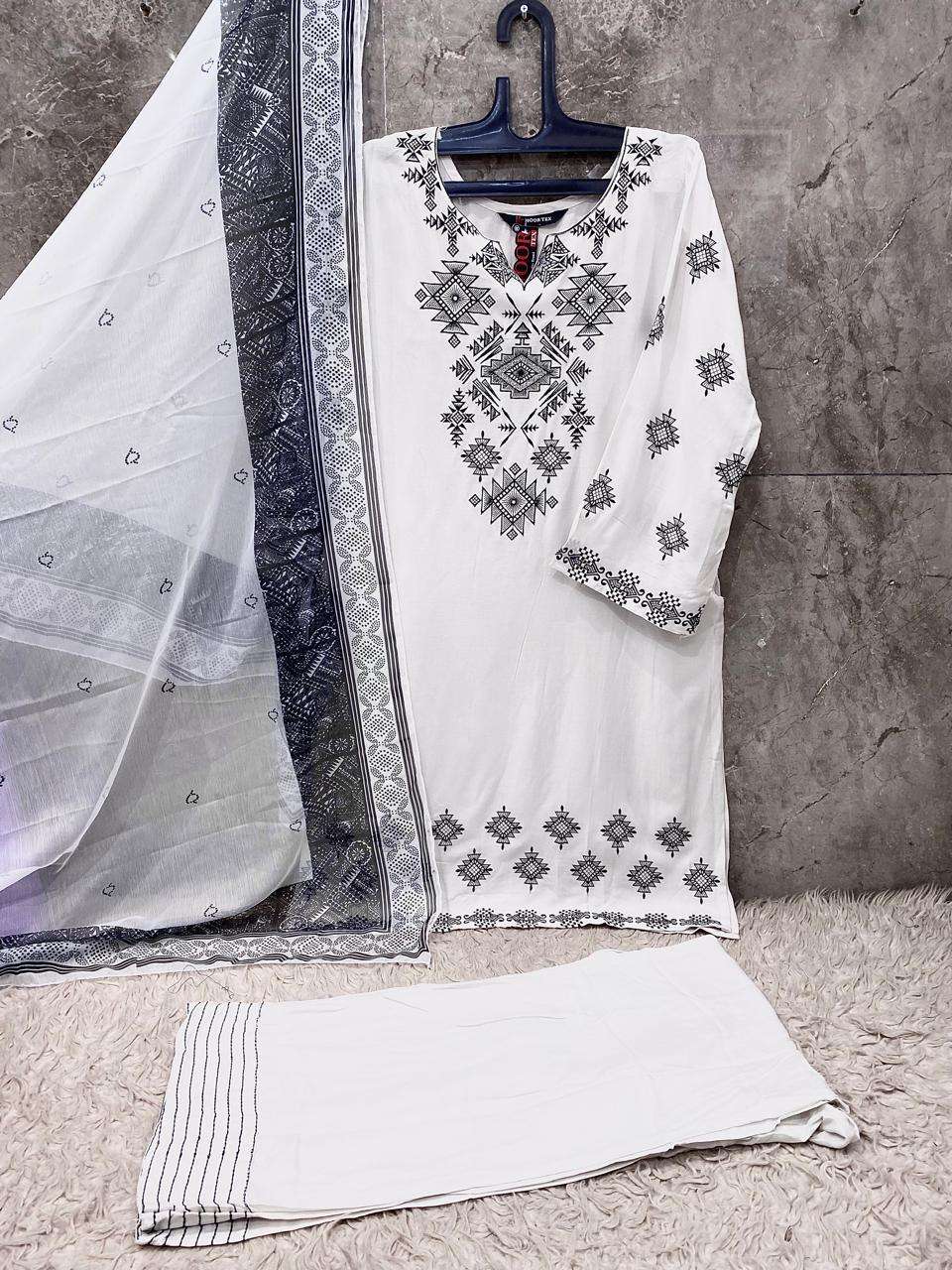 HOOR TEX HF 832 RAYON EMBROIDERY DESIGNER WORK READY MADE PAKISTANI SUIT